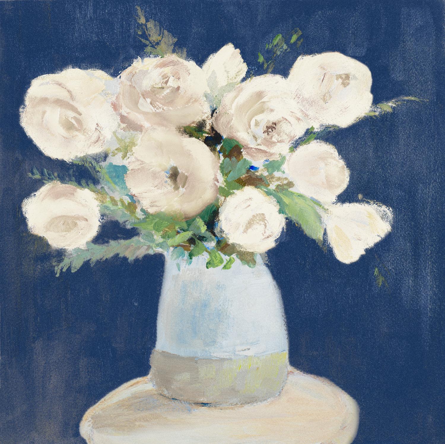 Peonies on Navy by Lanie Loreth on GIANT ART - floral