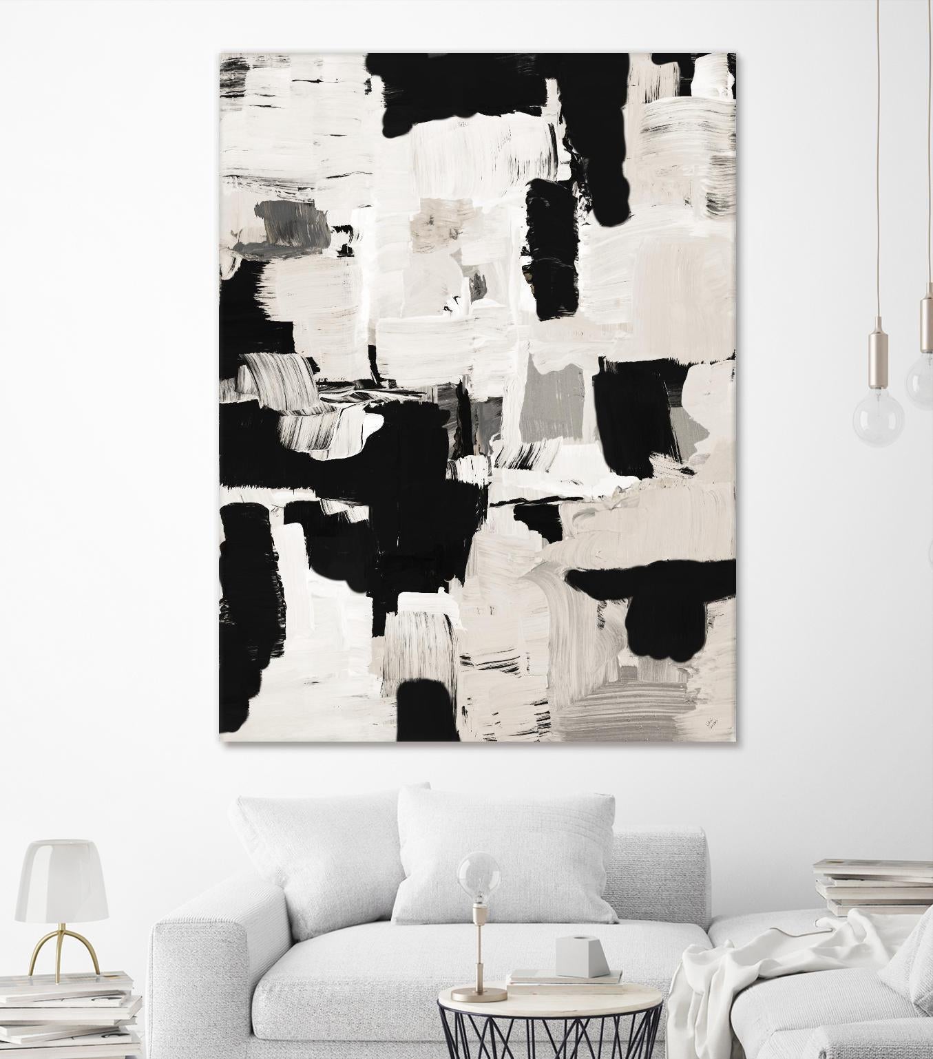 Night Peace Abstract by Lanie Loreth on GIANT ART - beige black & white white