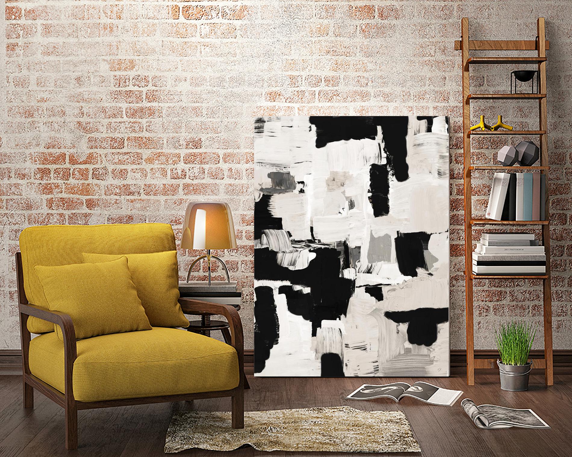 Night Peace Abstract by Lanie Loreth on GIANT ART - beige black & white white