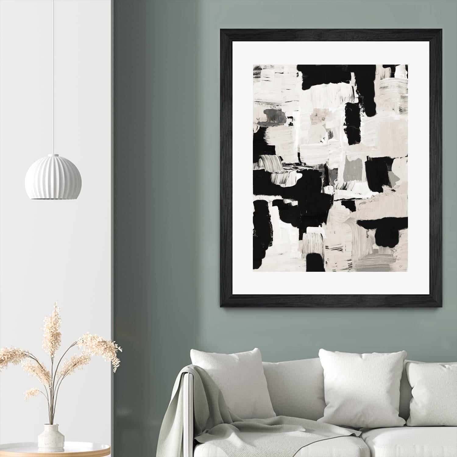 Night Peace Abstract by Lanie Loreth on GIANT ART - beige black & white white