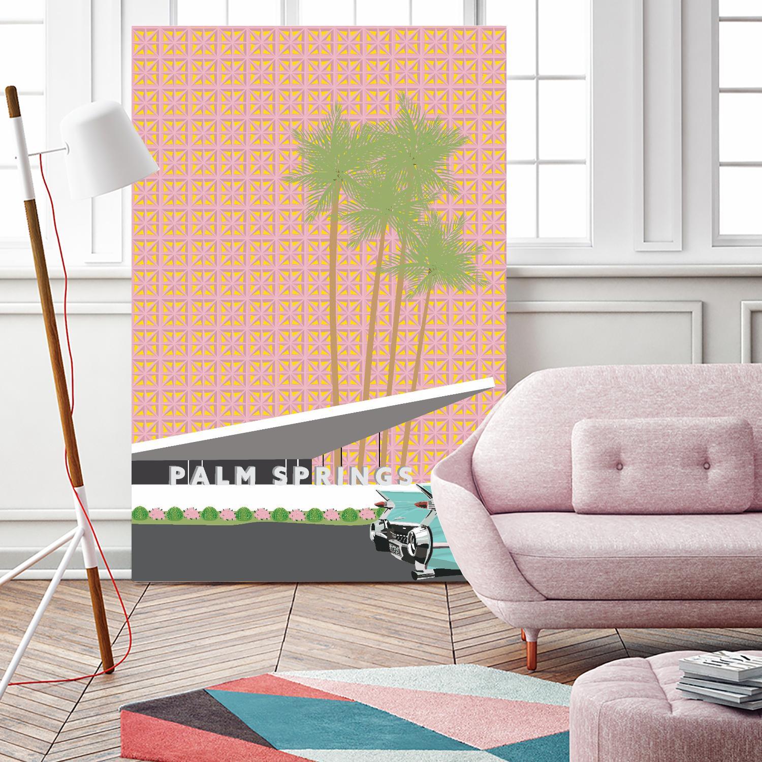 Palm Springs With Convertible by Jen Bucheli on GIANT ART - travel decorative