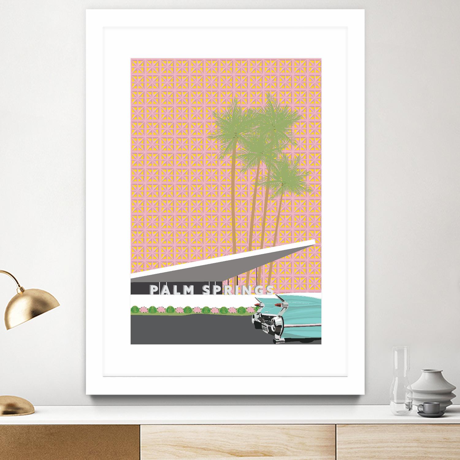 Palm Springs With Convertible by Jen Bucheli on GIANT ART - travel decorative