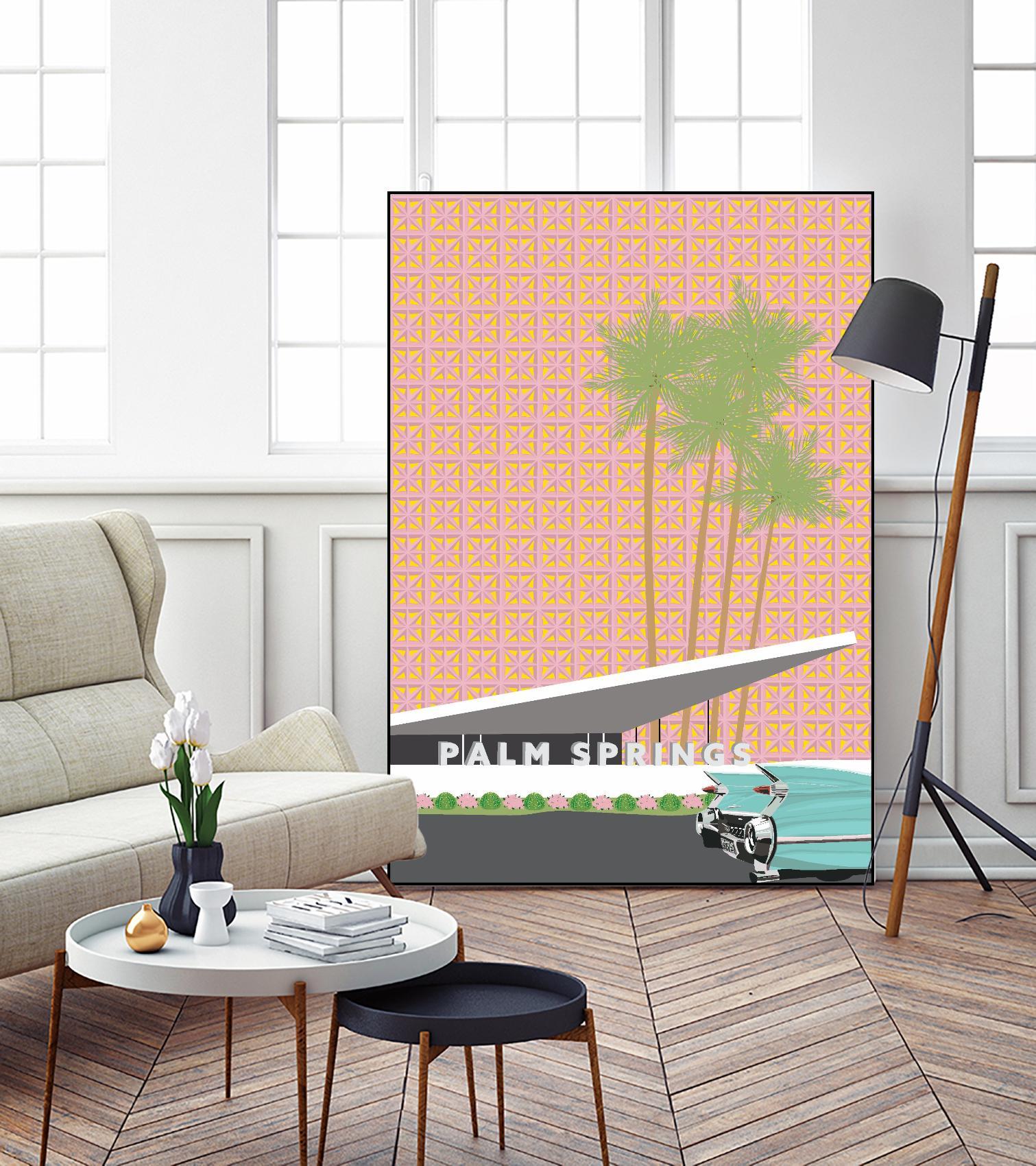 Palm Springs With Convertible by Jen Bucheli on GIANT ART - travel decorative