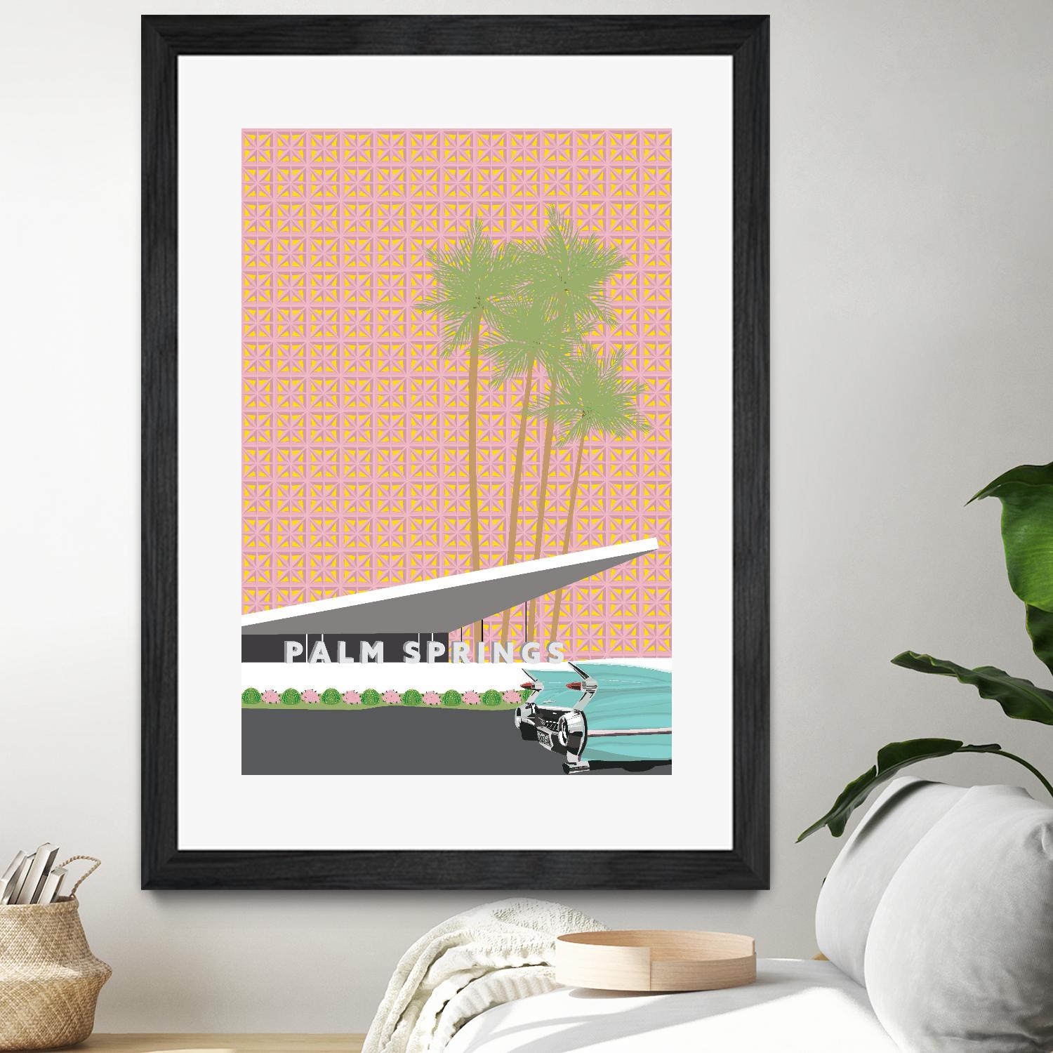 Palm Springs With Convertible by Jen Bucheli on GIANT ART - travel decorative