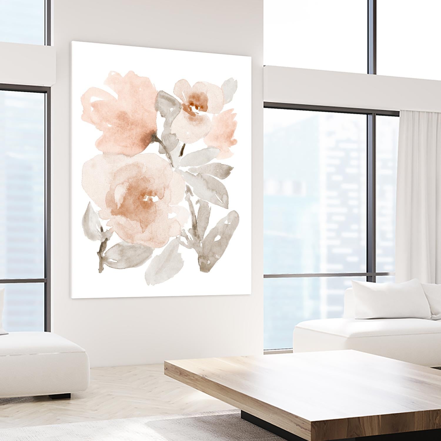 Peach Tranquil Florals I by Lanie Loreth on GIANT ART - peach floral