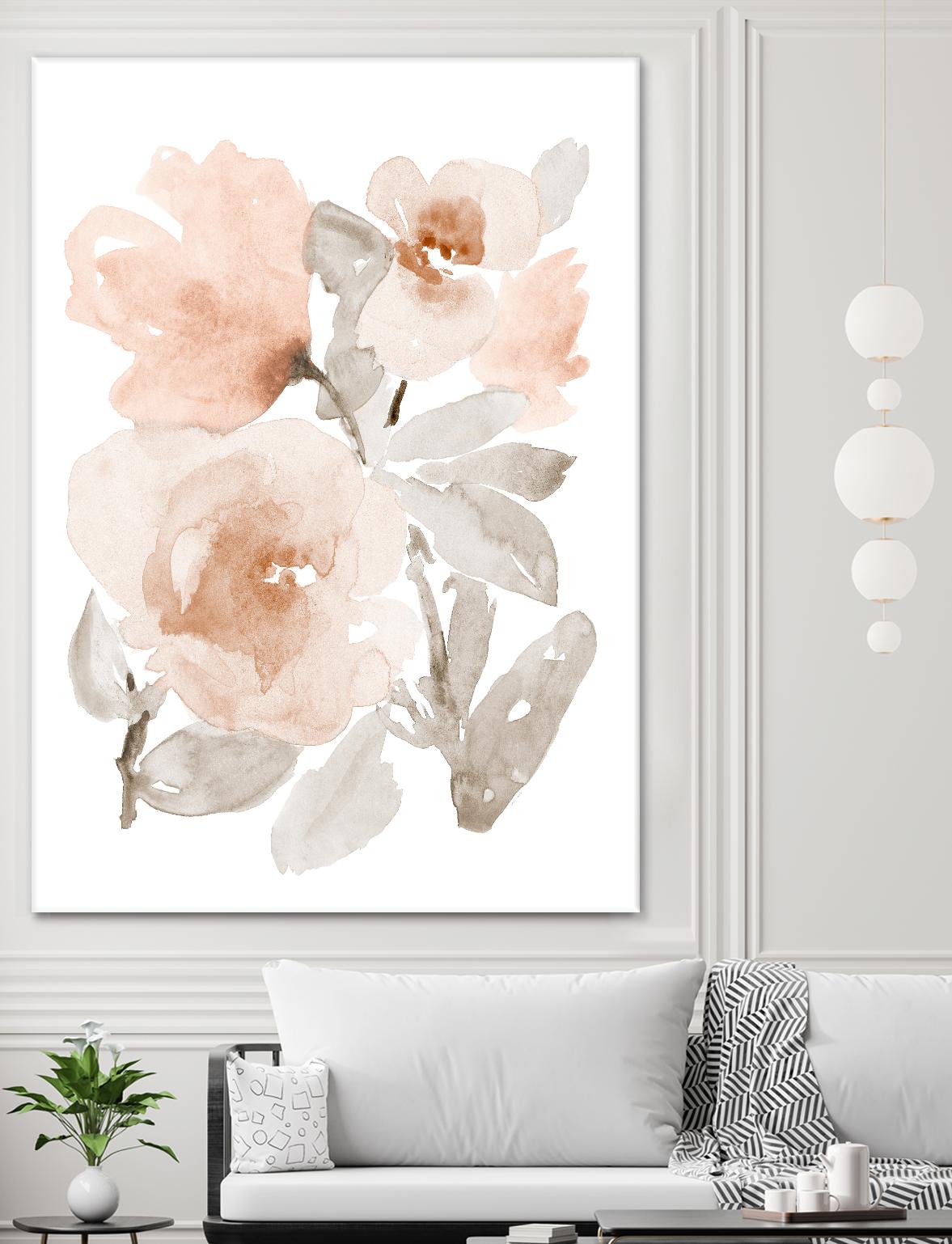 Peach Tranquil Florals I by Lanie Loreth on GIANT ART - peach floral