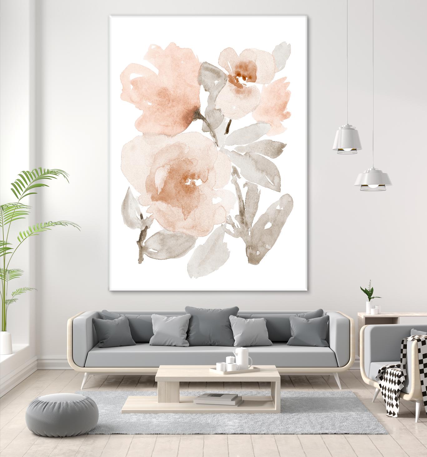 Peach Tranquil Florals I by Lanie Loreth on GIANT ART - peach floral