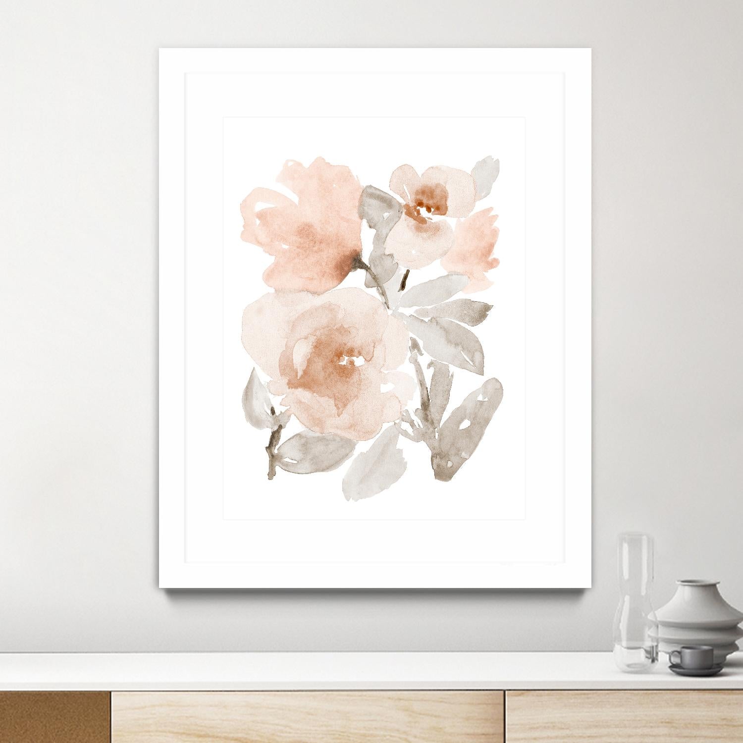 Peach Tranquil Florals I by Lanie Loreth on GIANT ART - peach floral