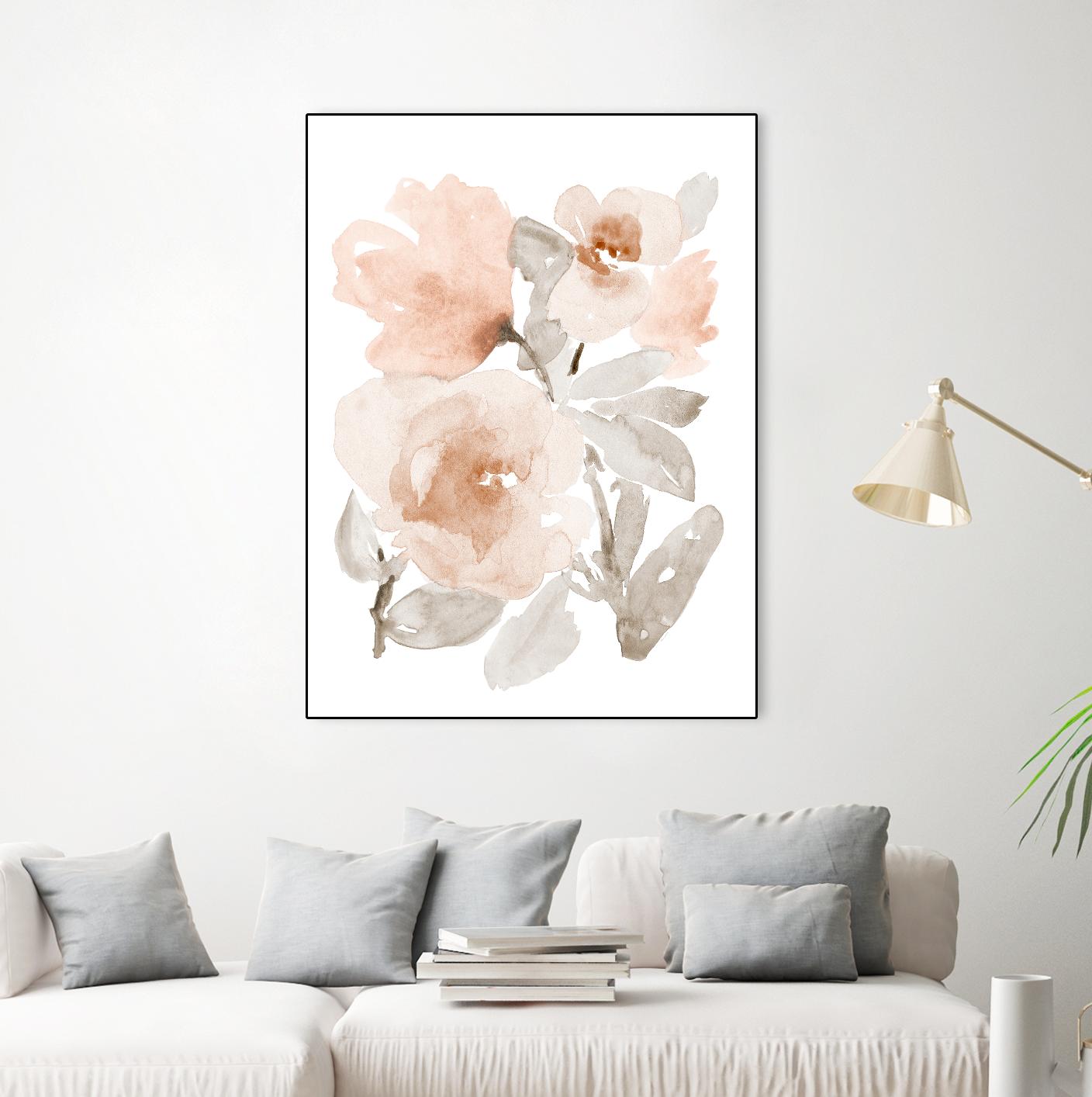 Peach Tranquil Florals I by Lanie Loreth on GIANT ART - peach floral