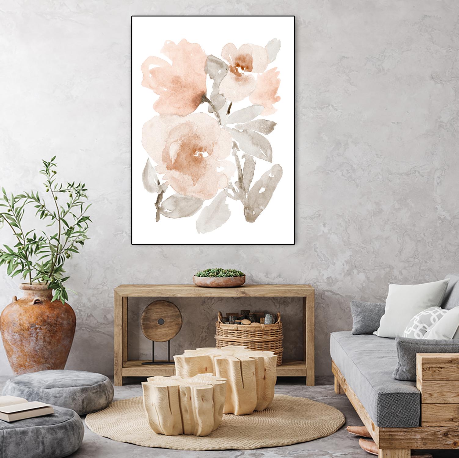 Peach Tranquil Florals I by Lanie Loreth on GIANT ART - peach floral