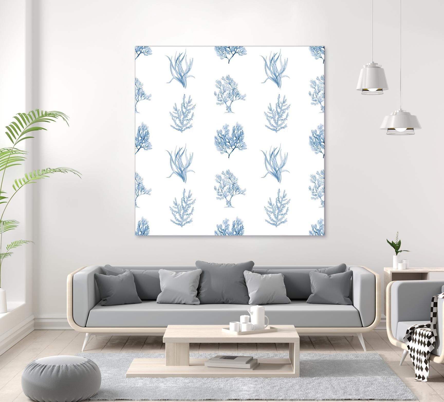 Blue Seagrass Pattern by Lanie Loreth on GIANT ART - coastal pattern