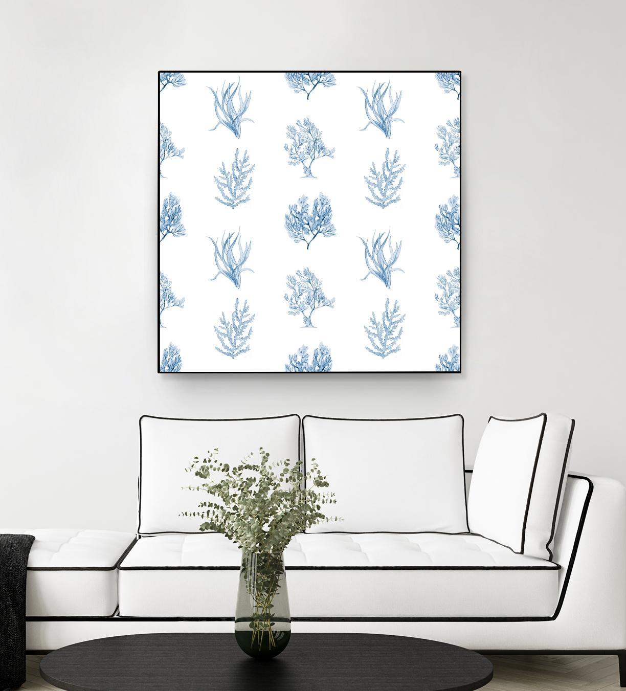 Blue Seagrass Pattern by Lanie Loreth on GIANT ART - coastal pattern