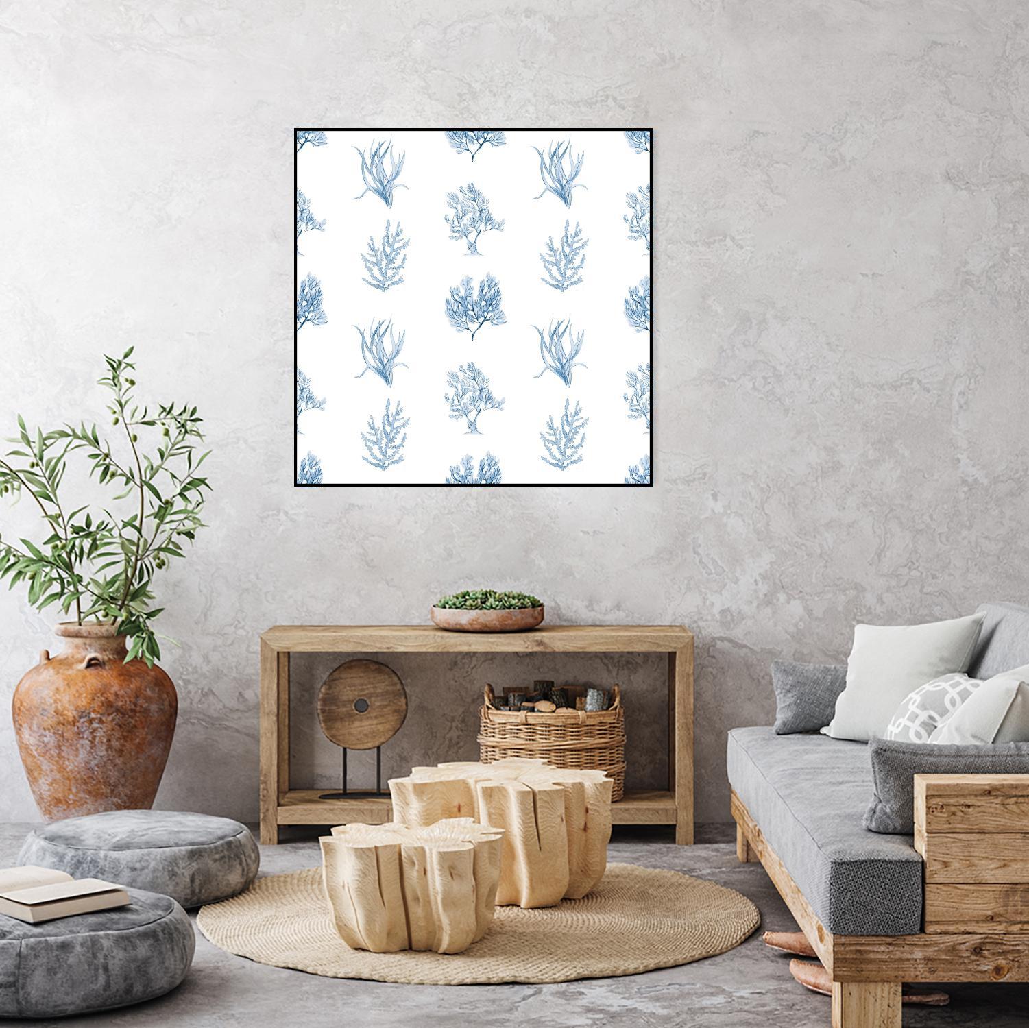 Blue Seagrass Pattern by Lanie Loreth on GIANT ART - coastal pattern
