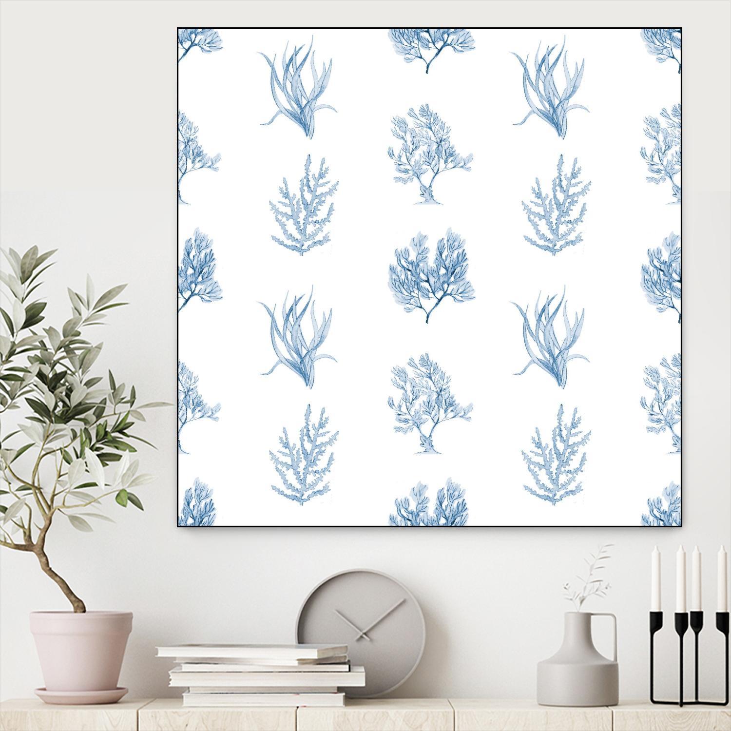 Blue Seagrass Pattern by Lanie Loreth on GIANT ART - coastal pattern