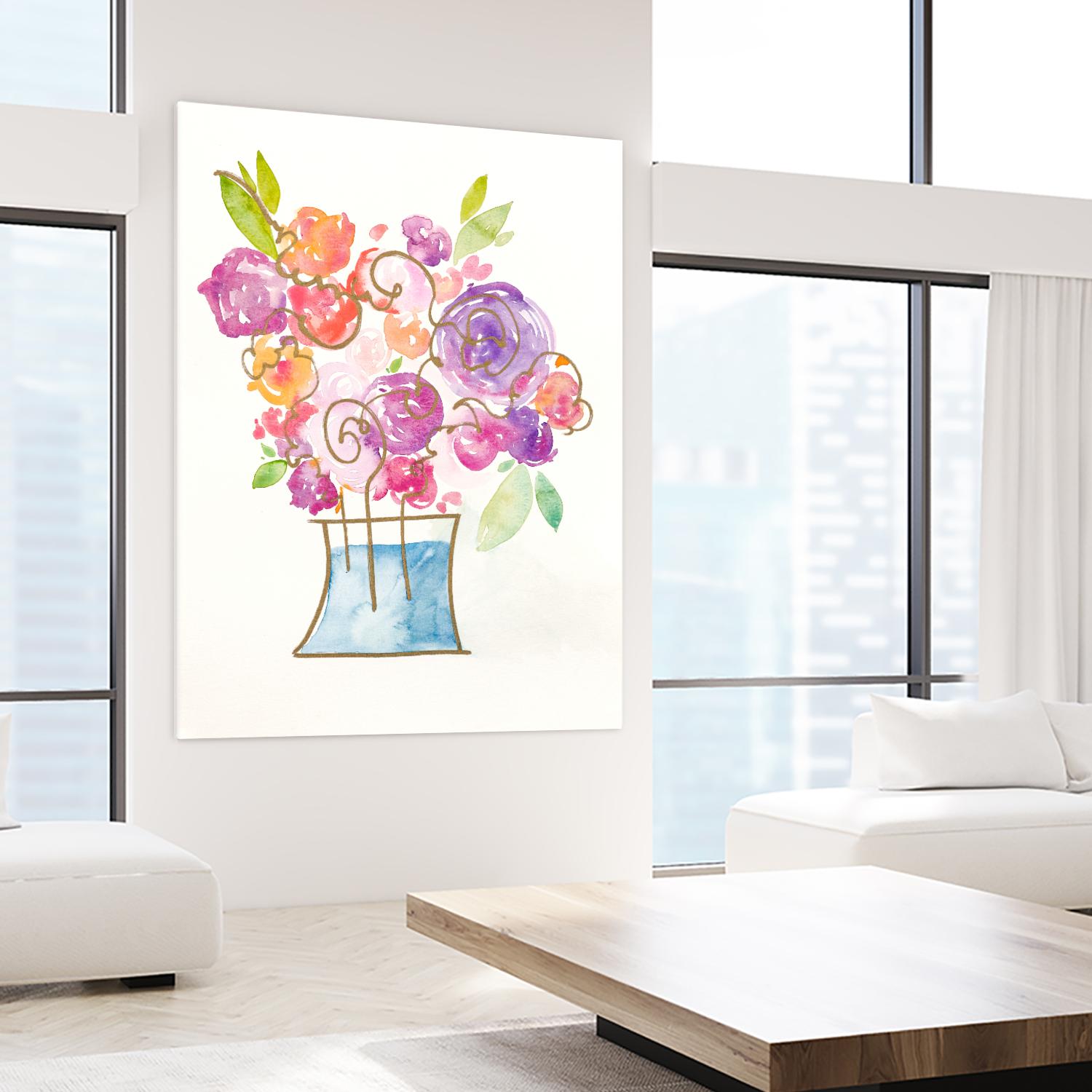 Pink and Purple Blooms II by Nola James on GIANT ART - pink floral