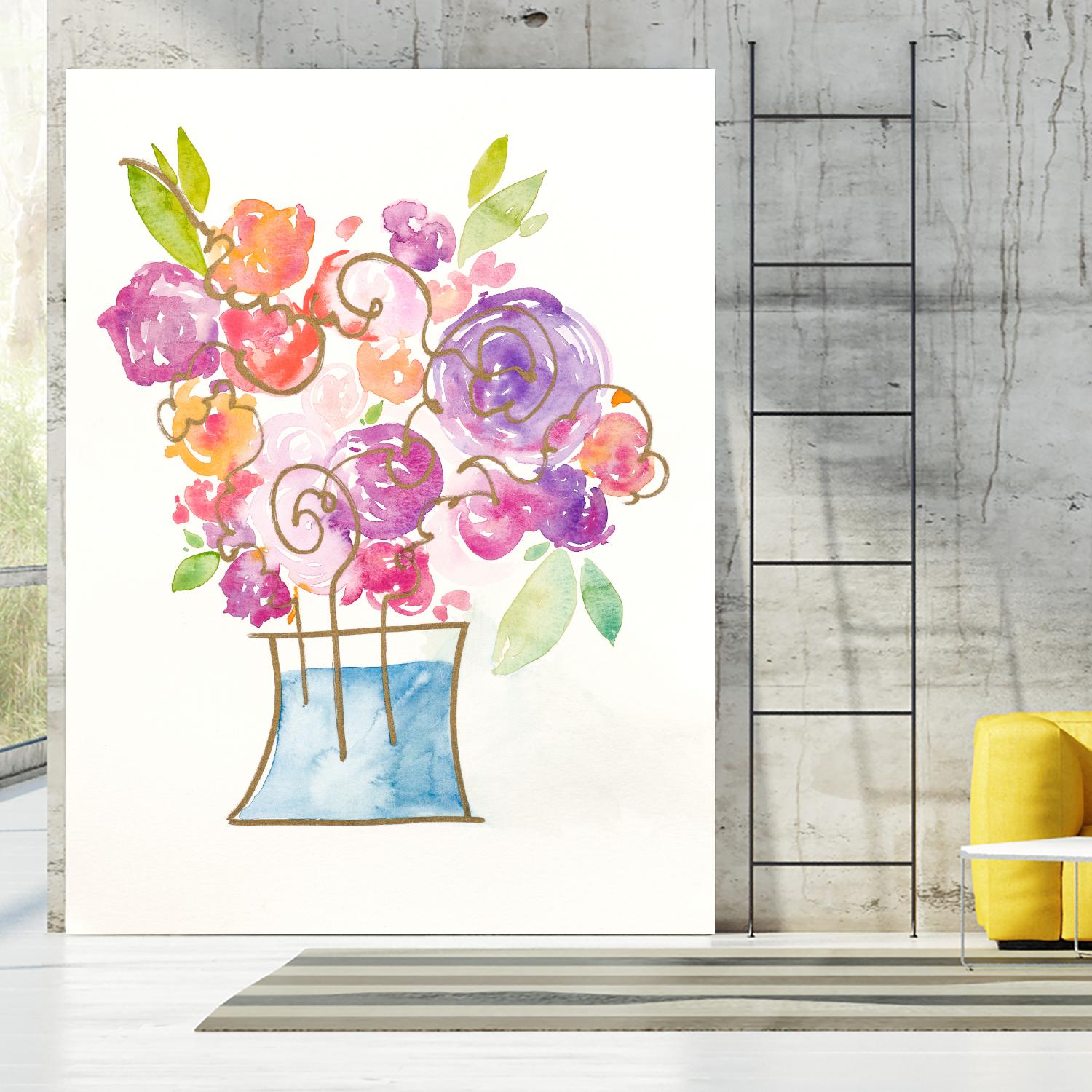 Pink and Purple Blooms II by Nola James on GIANT ART - pink floral