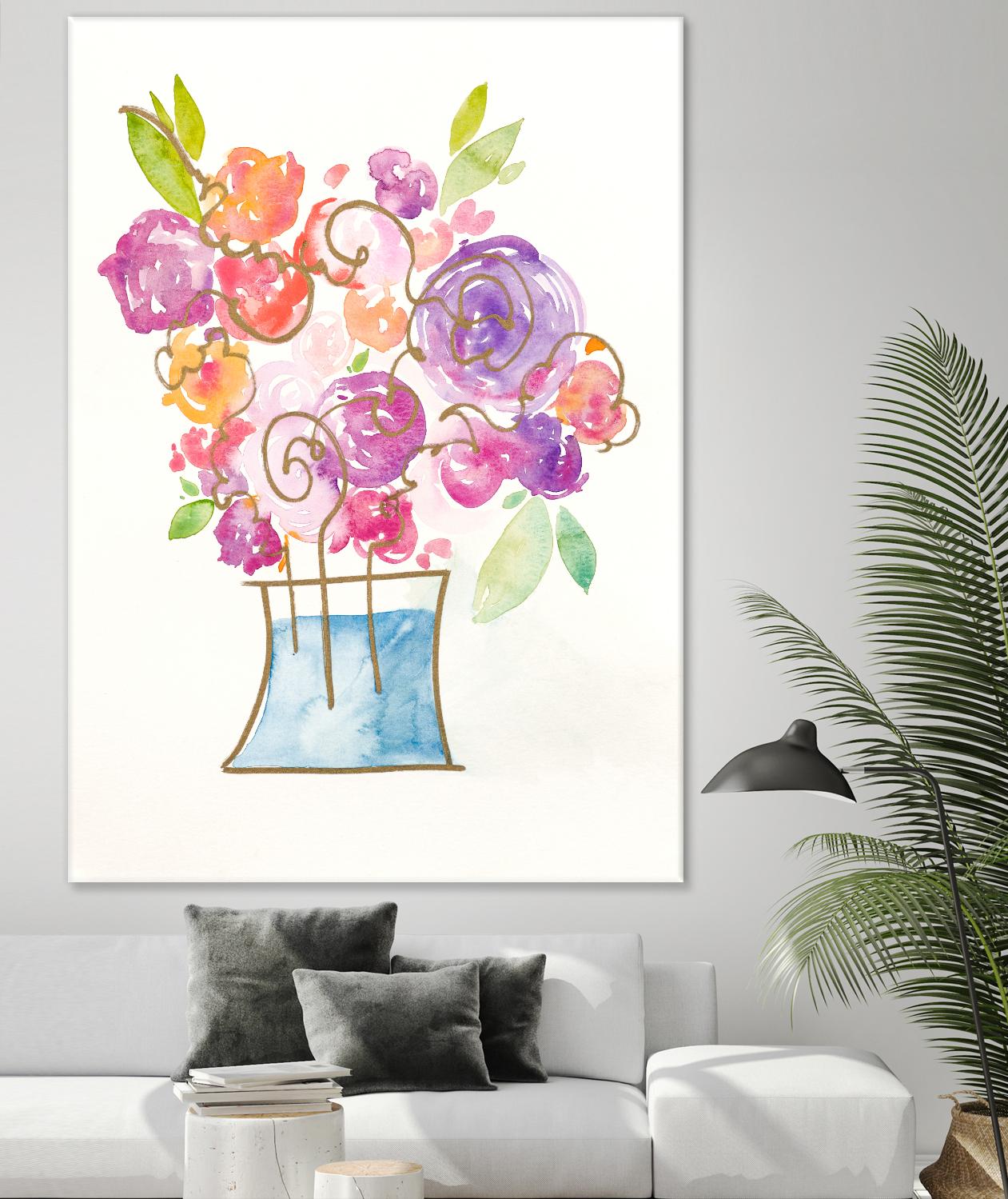 Pink and Purple Blooms II by Nola James on GIANT ART - pink floral