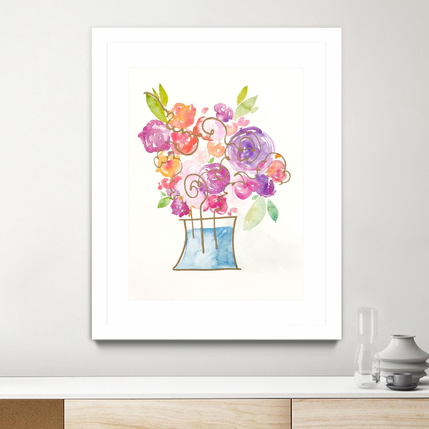 Pink and Purple Blooms II by Nola James on GIANT ART - pink floral
