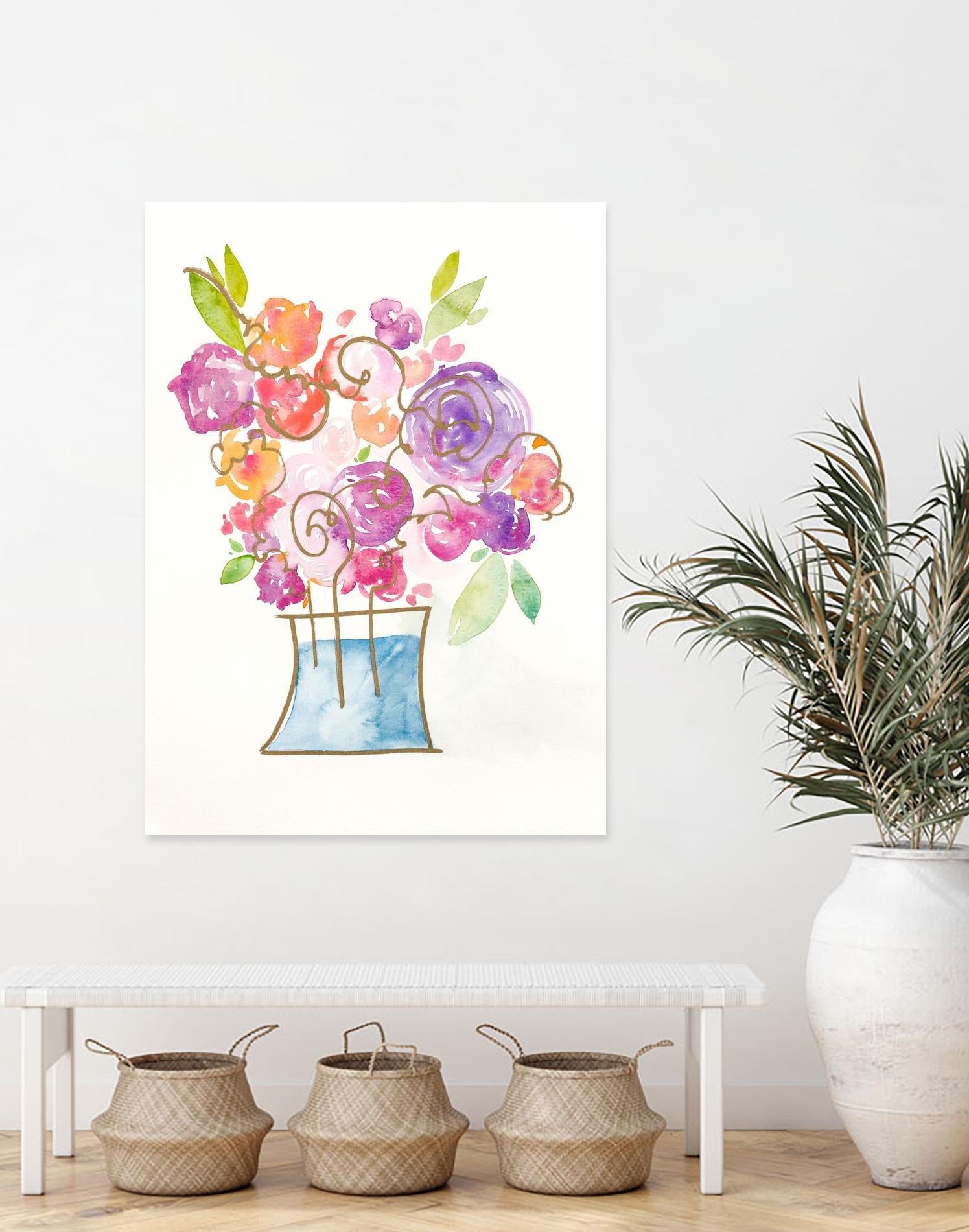 Pink and Purple Blooms II by Nola James on GIANT ART - pink floral