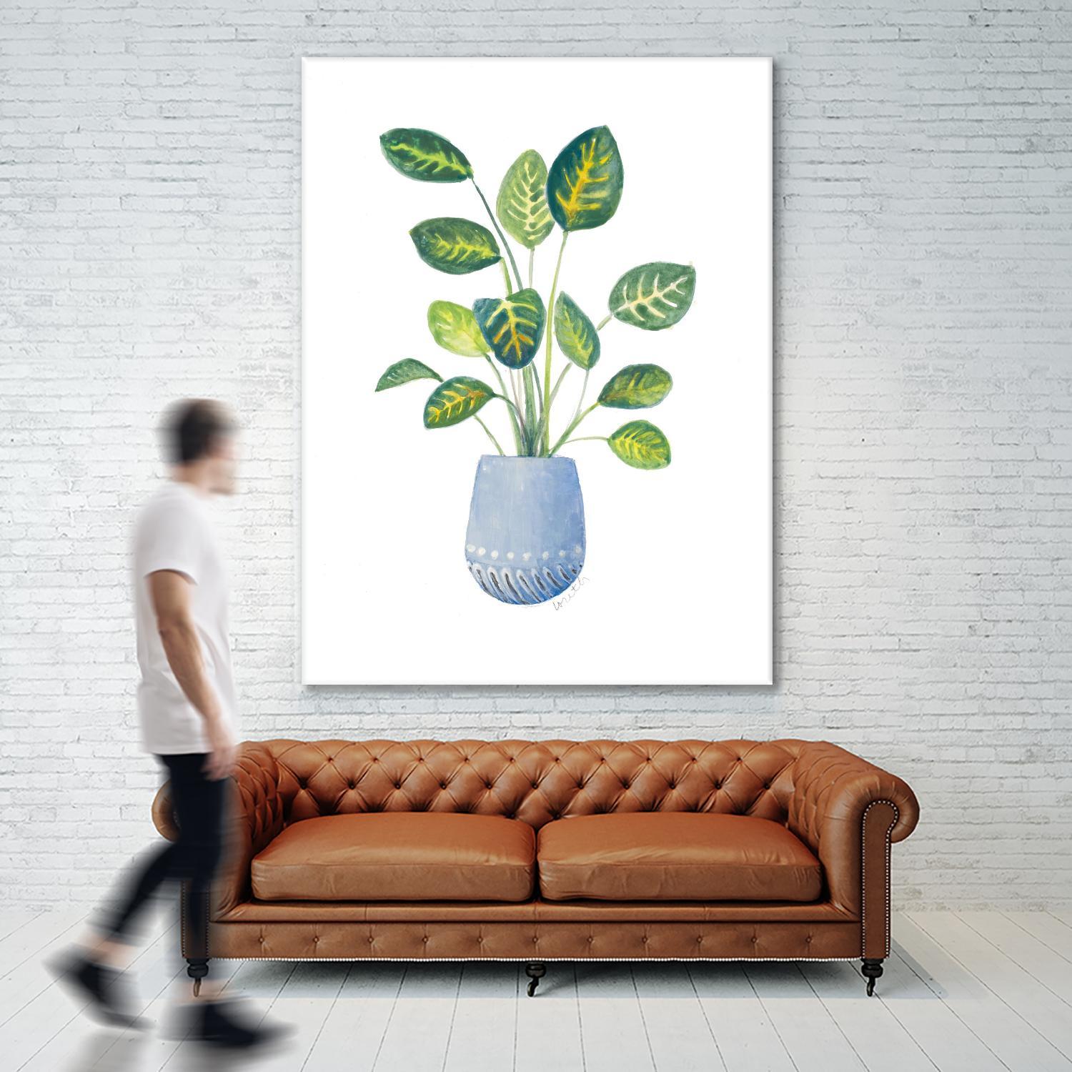Croton In Blue Pot by Lanie Loreth on GIANT ART - floral southwestern and western