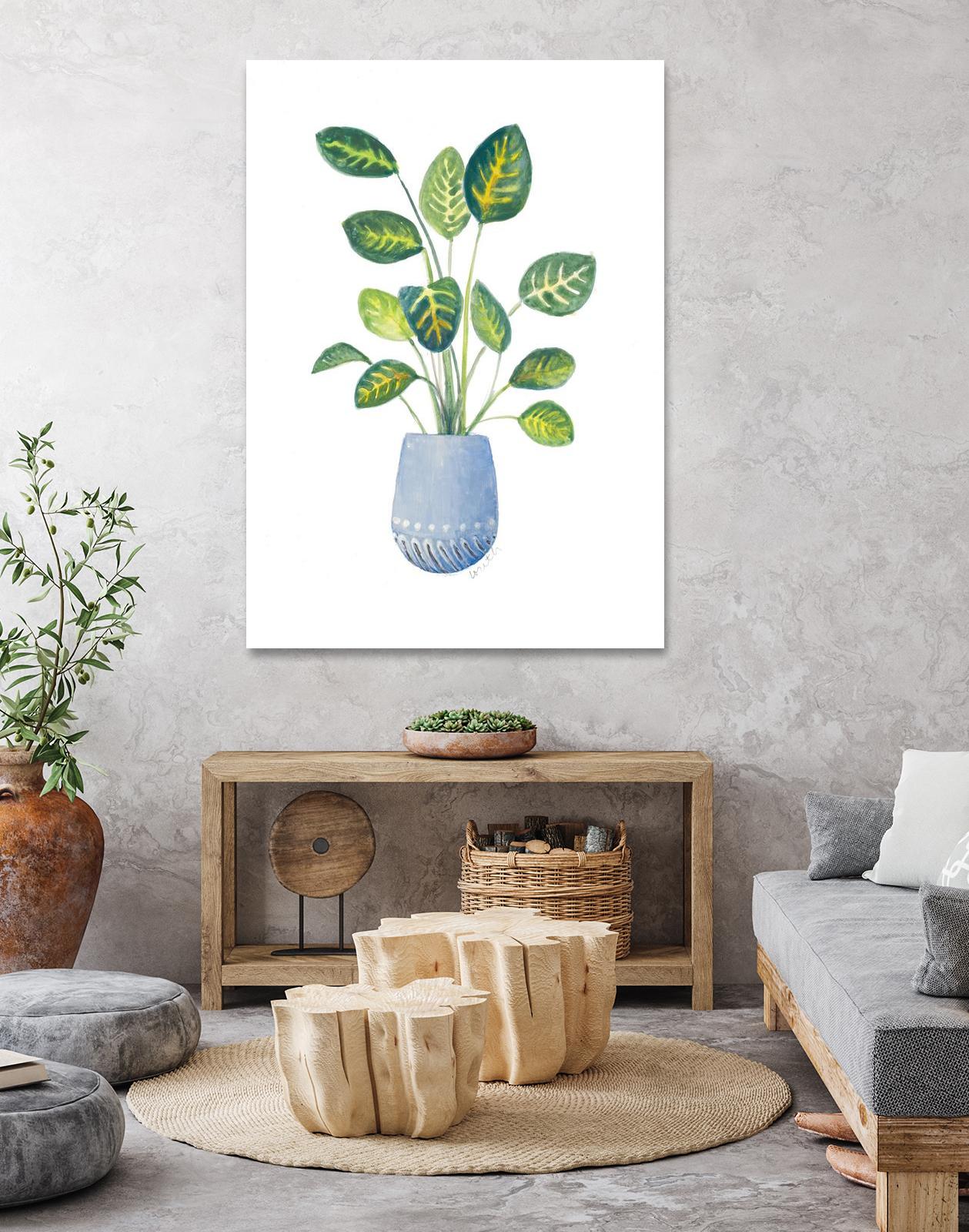 Croton In Blue Pot by Lanie Loreth on GIANT ART - floral southwestern and western