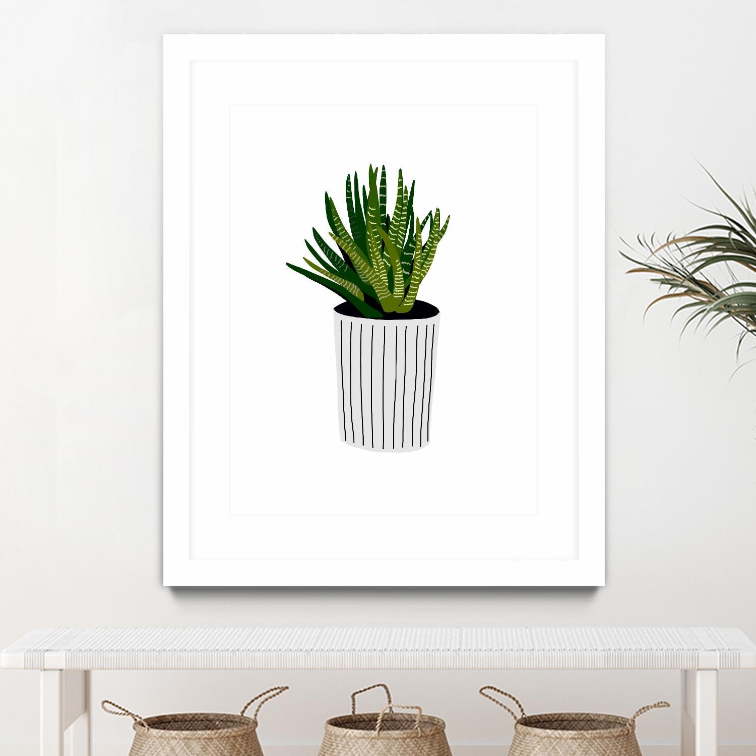 Modern Cactus Stripe Pot by Jen Bucheli on GIANT ART - floral