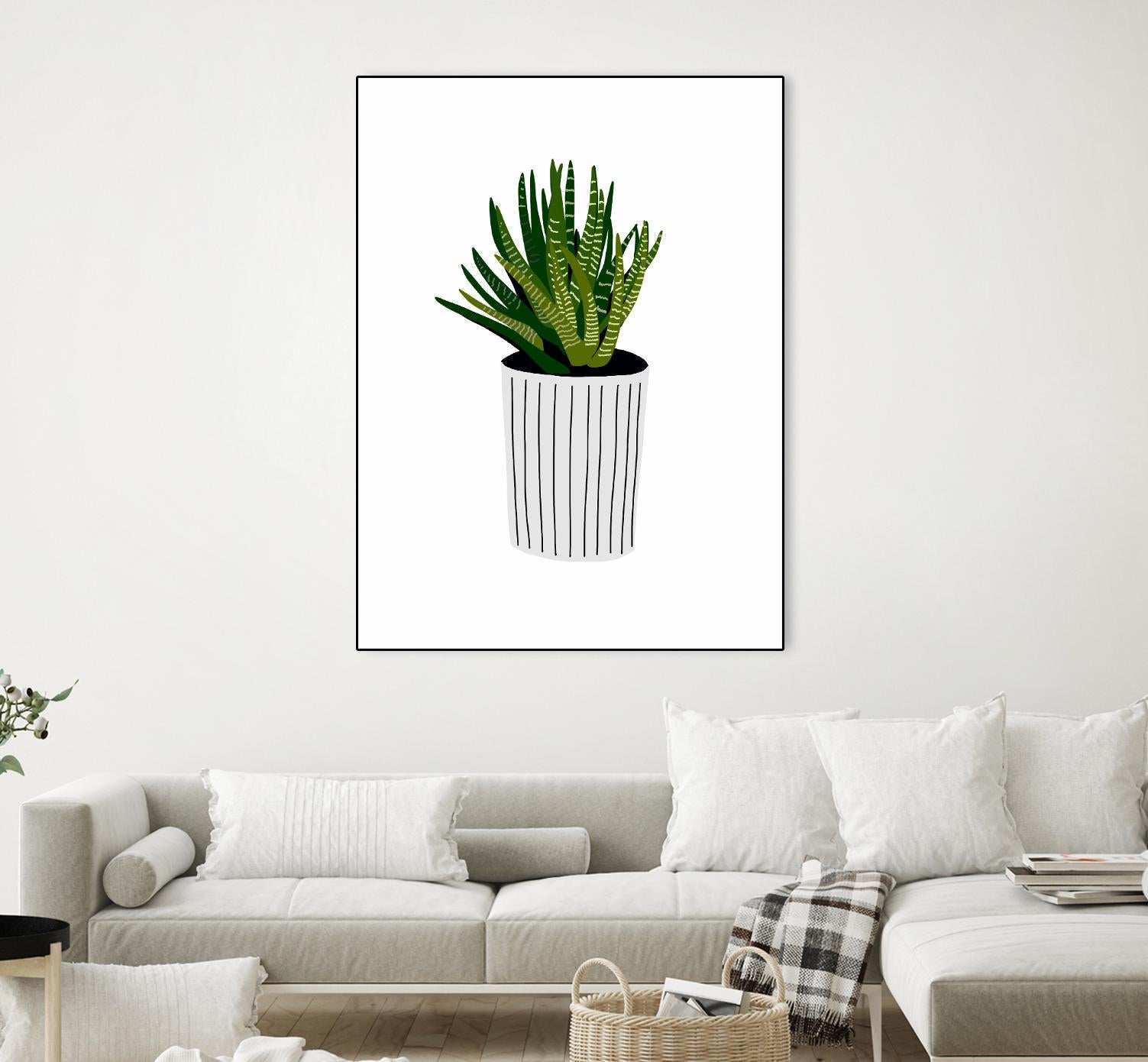 Modern Cactus Stripe Pot by Jen Bucheli on GIANT ART - floral