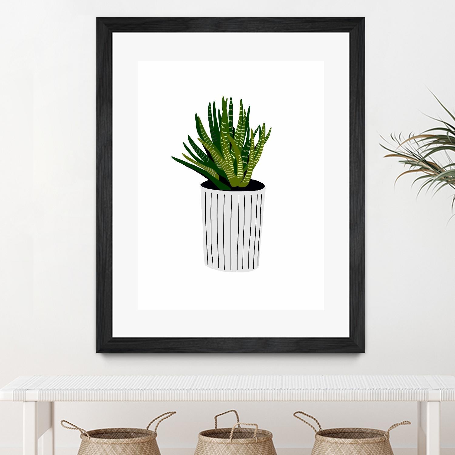 Modern Cactus Stripe Pot by Jen Bucheli on GIANT ART - floral