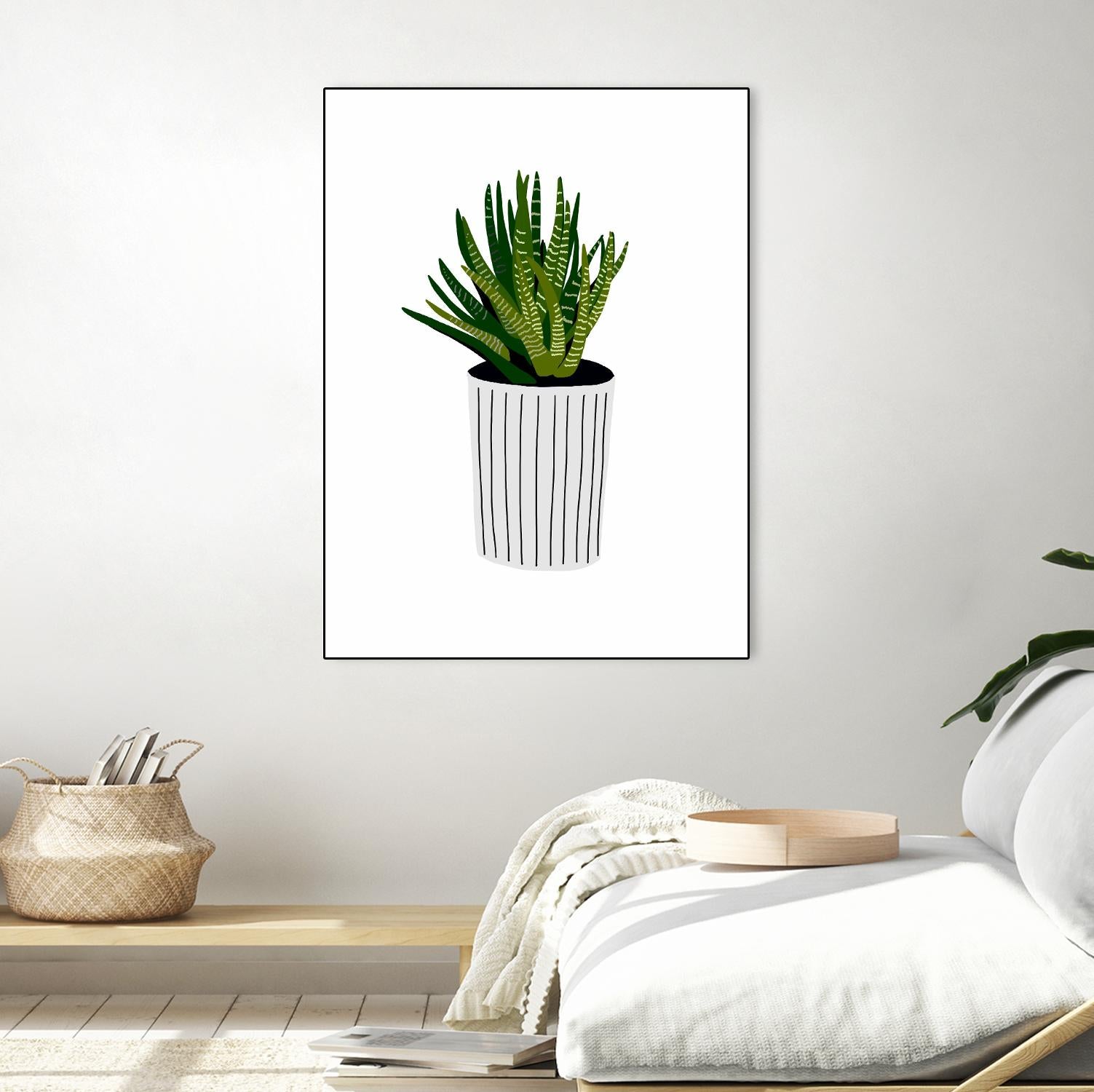 Modern Cactus Stripe Pot by Jen Bucheli on GIANT ART - floral
