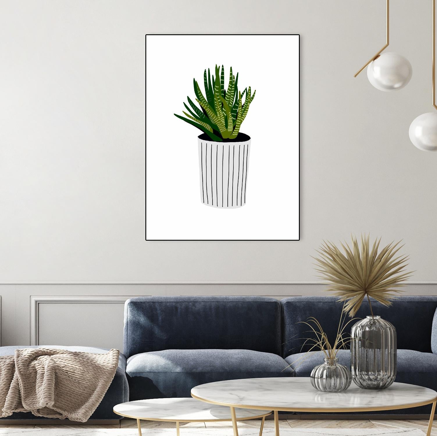 Modern Cactus Stripe Pot by Jen Bucheli on GIANT ART - floral