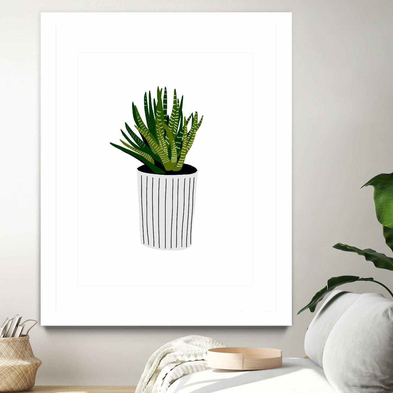 Modern Cactus Stripe Pot by Jen Bucheli on GIANT ART - floral