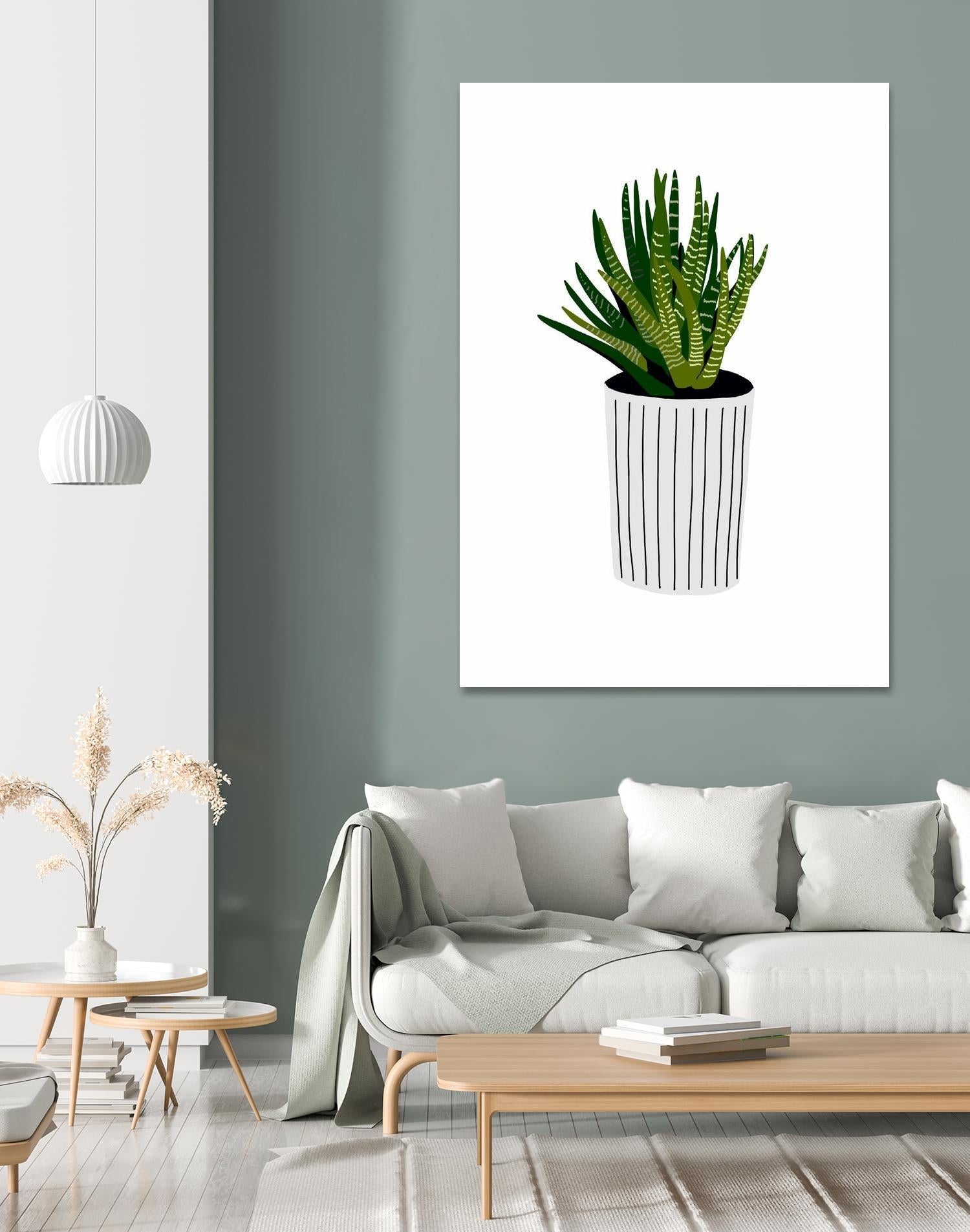 Modern Cactus Stripe Pot by Jen Bucheli on GIANT ART - floral