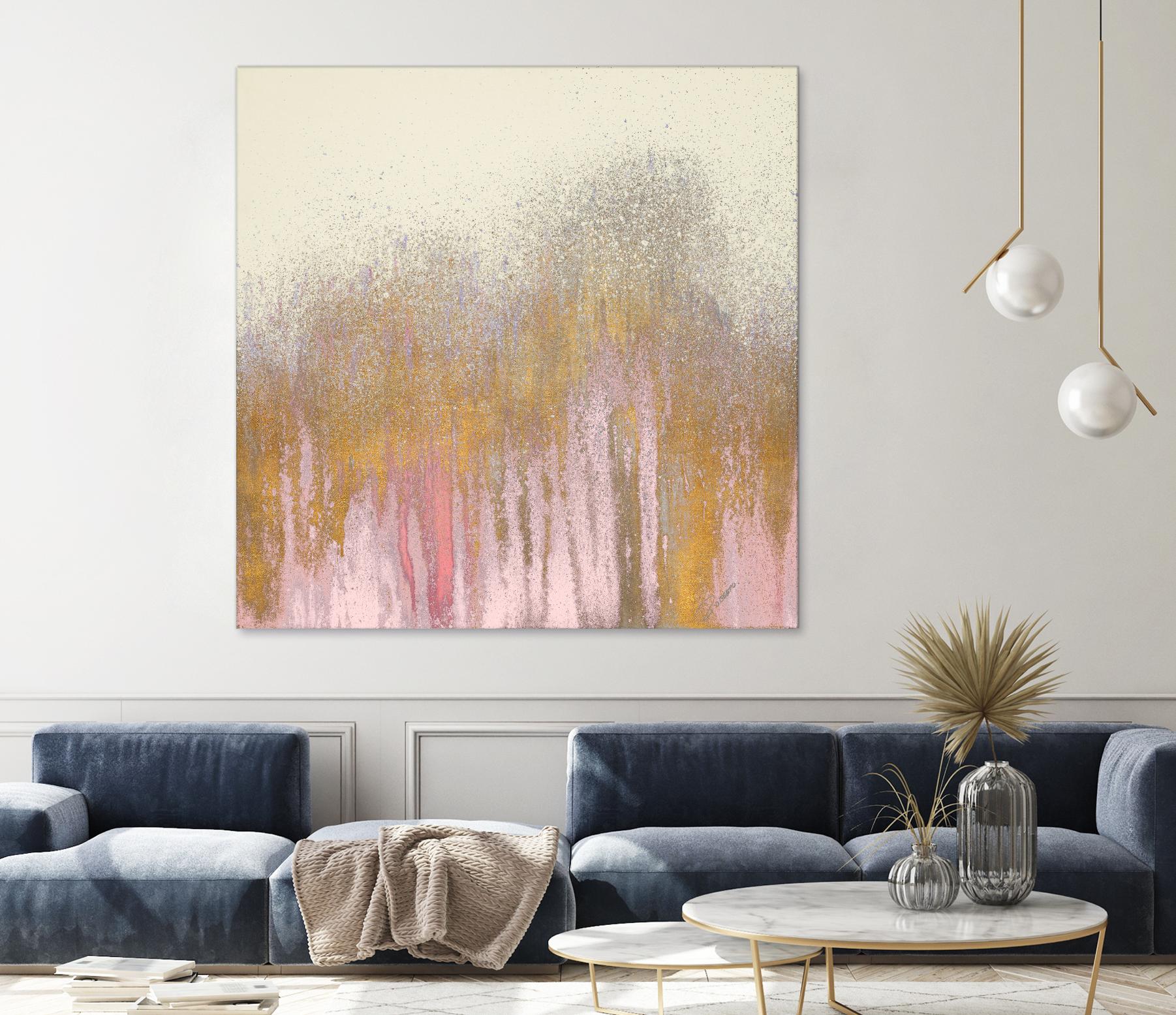 Pink Woods with Gold by Roberto Gonzalez on GIANT ART - pink,gold abstract