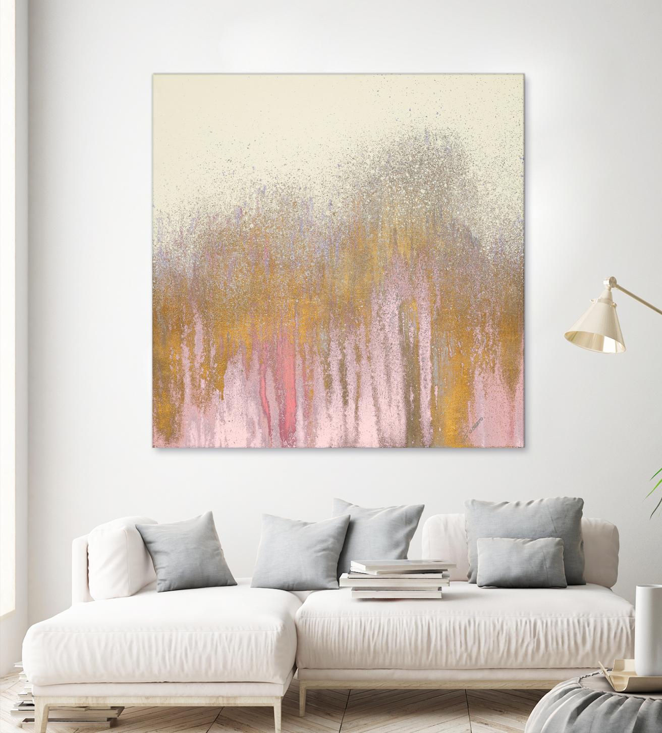 Pink Woods with Gold by Roberto Gonzalez on GIANT ART - pink,gold abstract