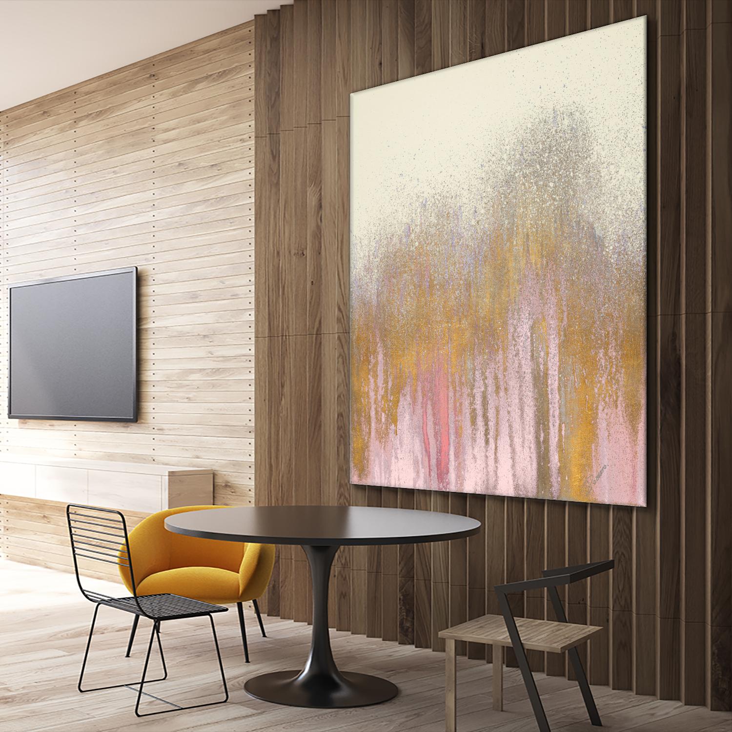 Pink Woods with Gold by Roberto Gonzalez on GIANT ART - pink,gold abstract