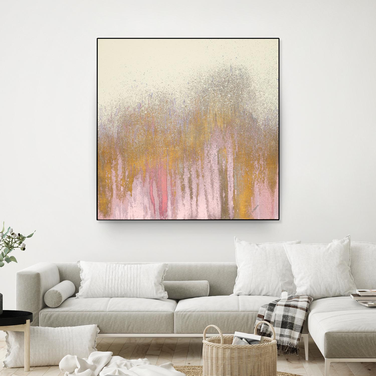 Pink Woods with Gold by Roberto Gonzalez on GIANT ART - pink,gold abstract