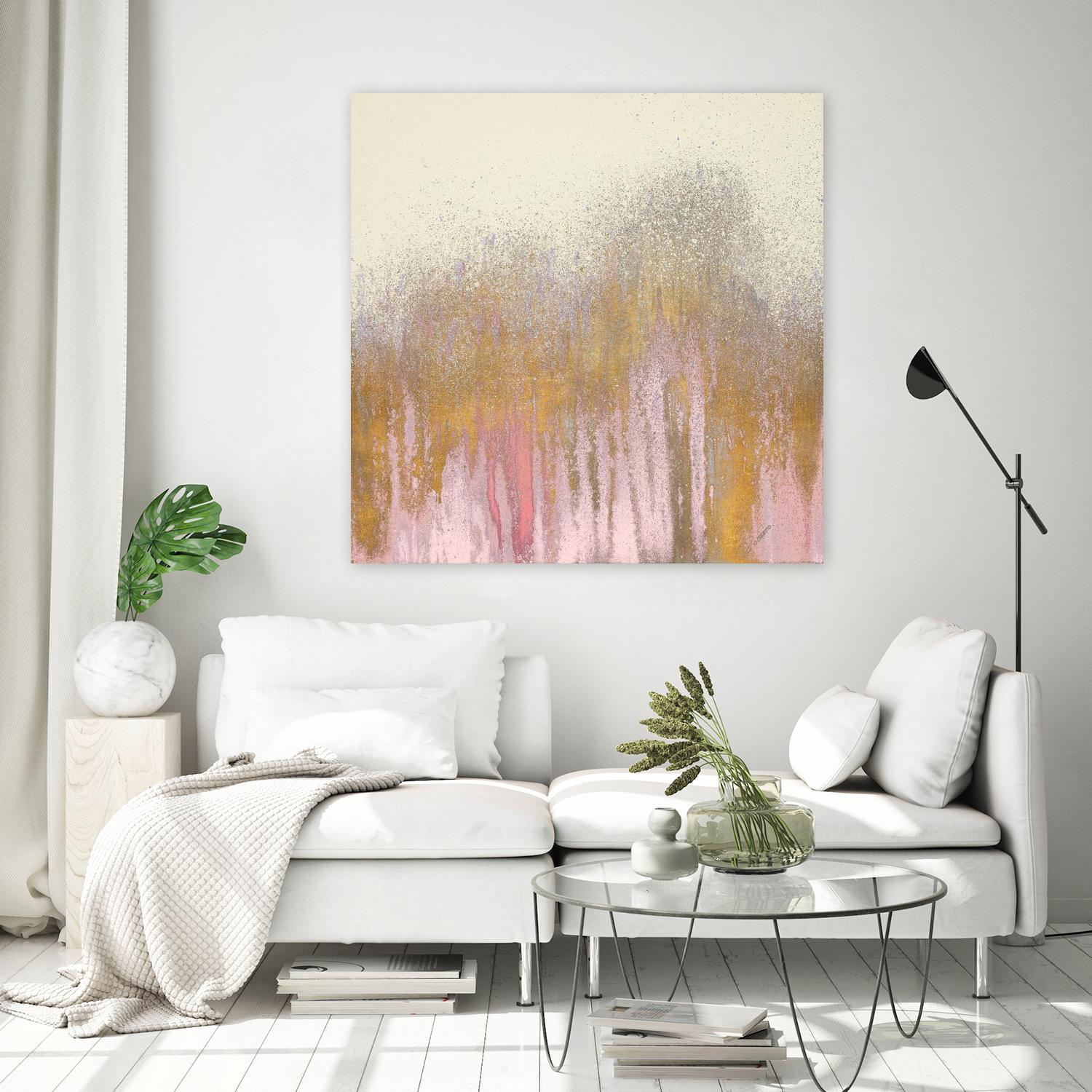 Pink Woods with Gold by Roberto Gonzalez on GIANT ART - pink,gold abstract