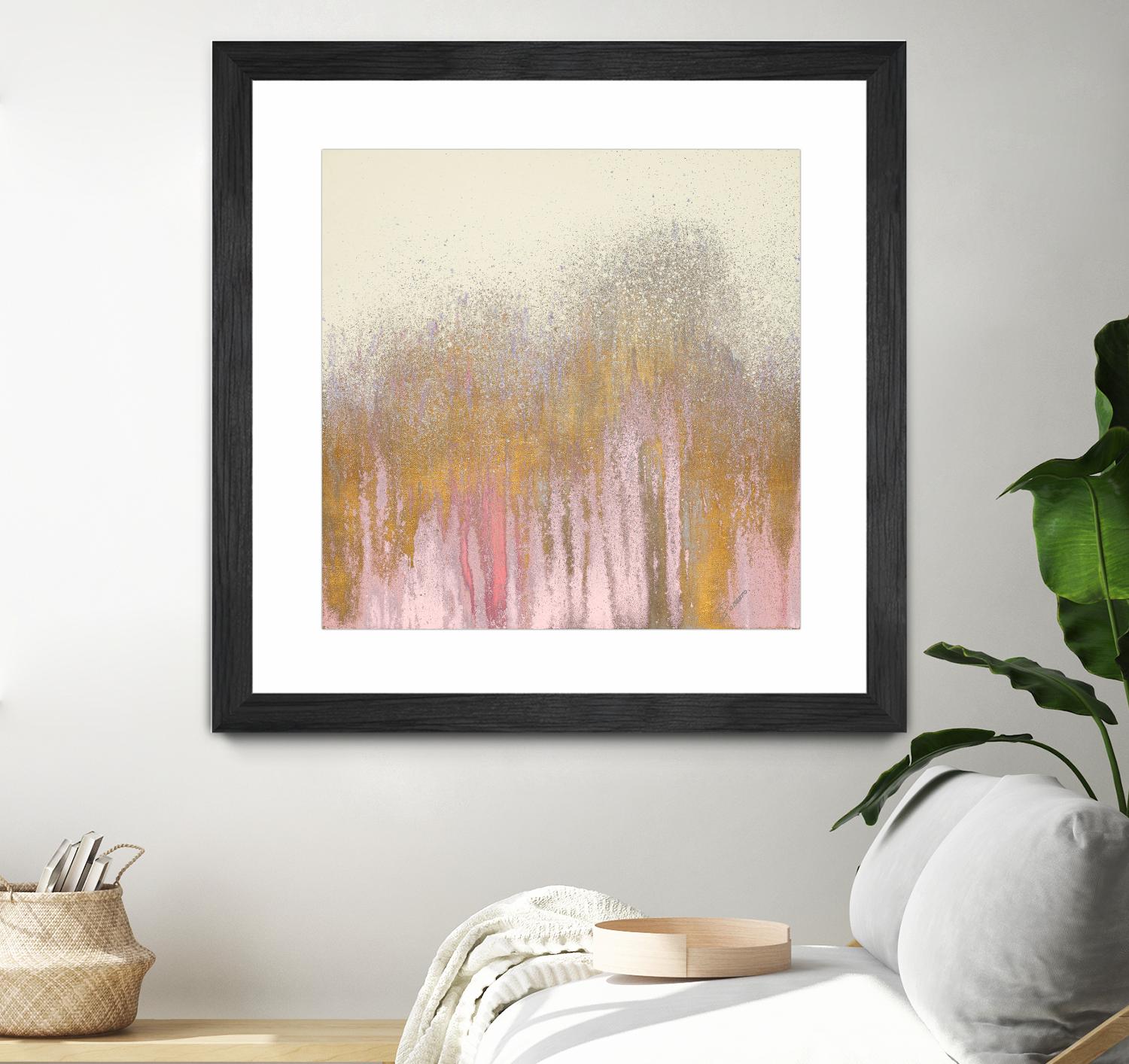 Pink Woods with Gold by Roberto Gonzalez on GIANT ART - pink,gold abstract