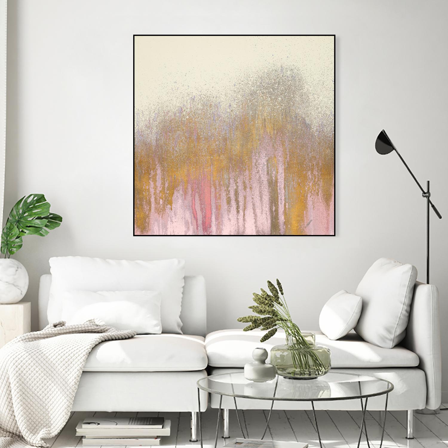 Pink Woods with Gold by Roberto Gonzalez on GIANT ART - pink,gold abstract