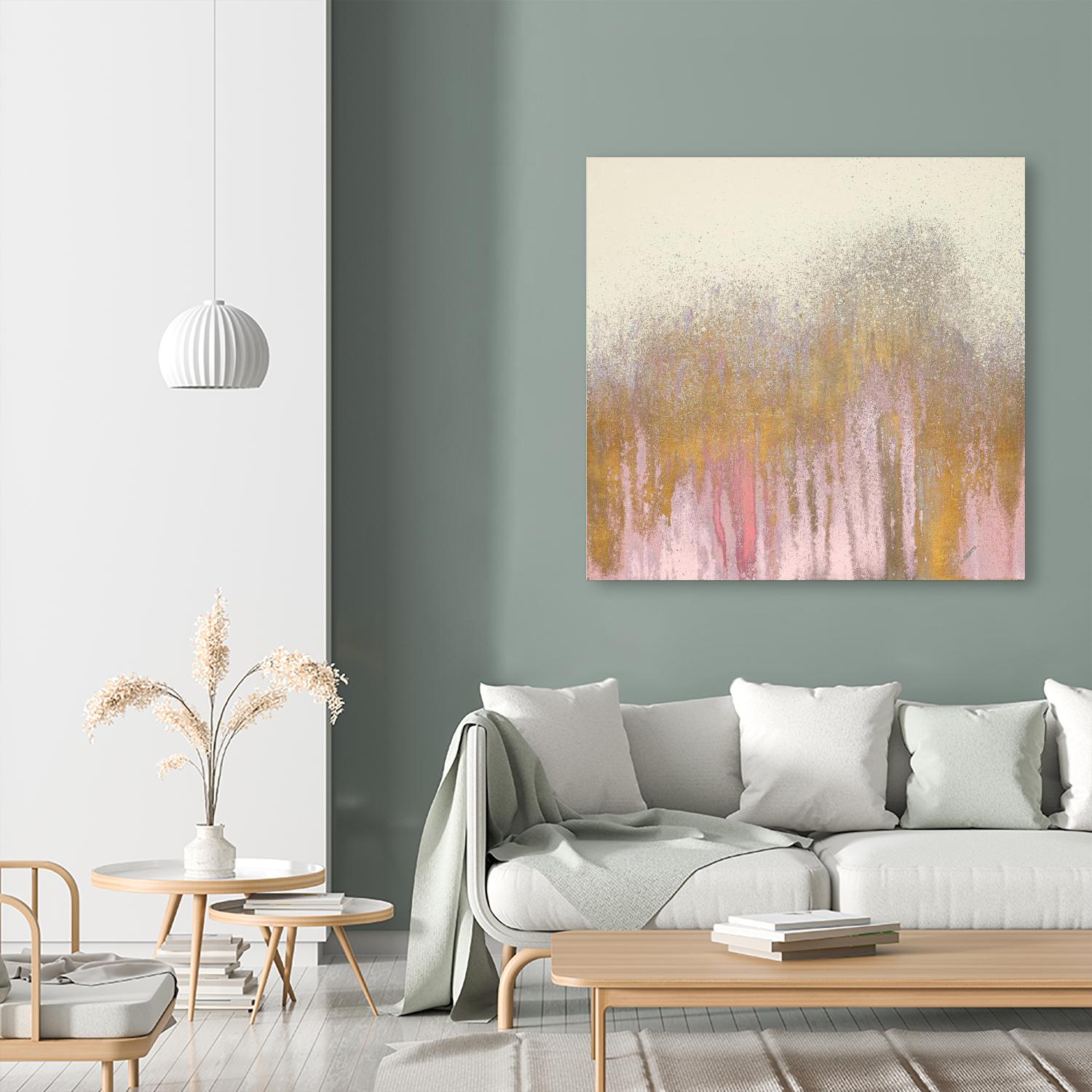 Pink Woods with Gold by Roberto Gonzalez on GIANT ART - pink,gold abstract