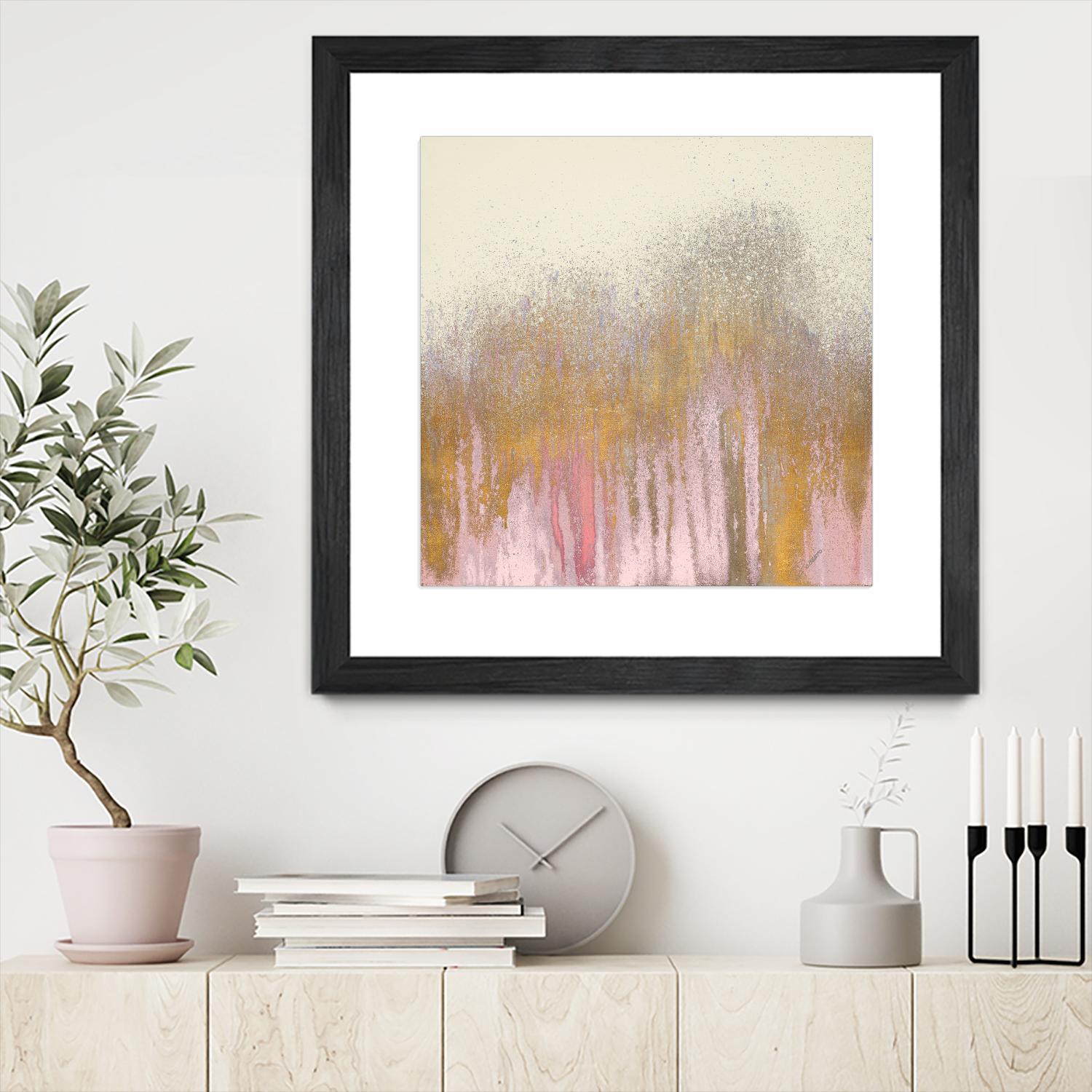 Pink Woods with Gold by Roberto Gonzalez on GIANT ART - pink,gold abstract