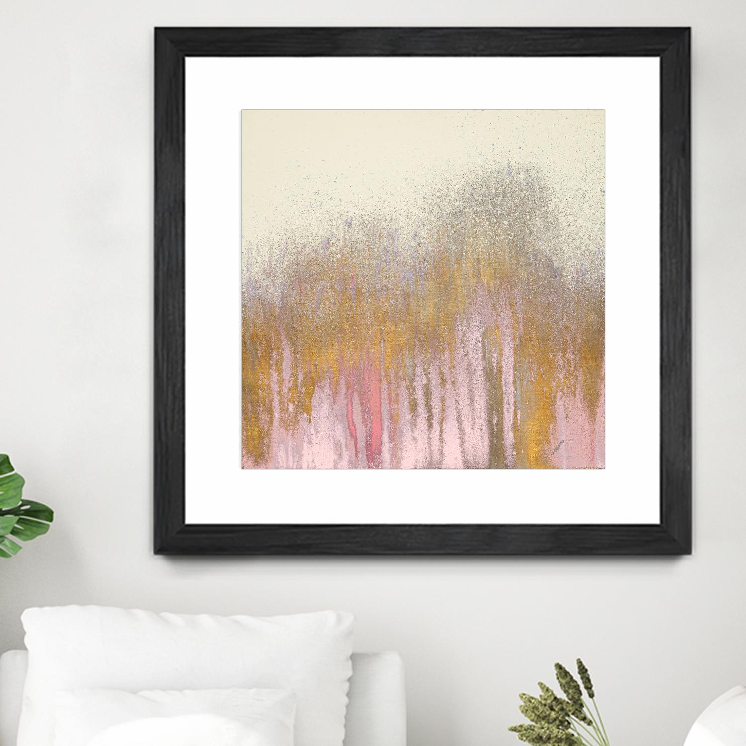 Pink Woods with Gold by Roberto Gonzalez on GIANT ART - pink,gold abstract