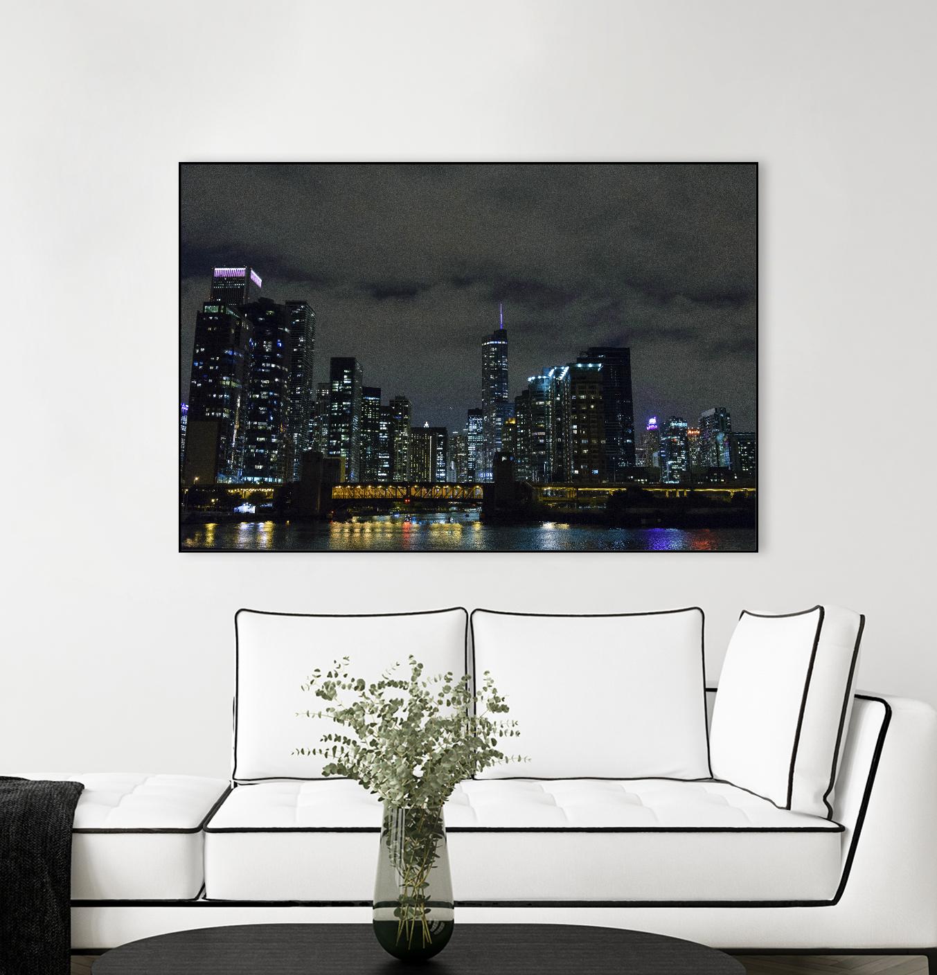 Nightscape by Nancy Crowell on GIANT ART - yellow city scene