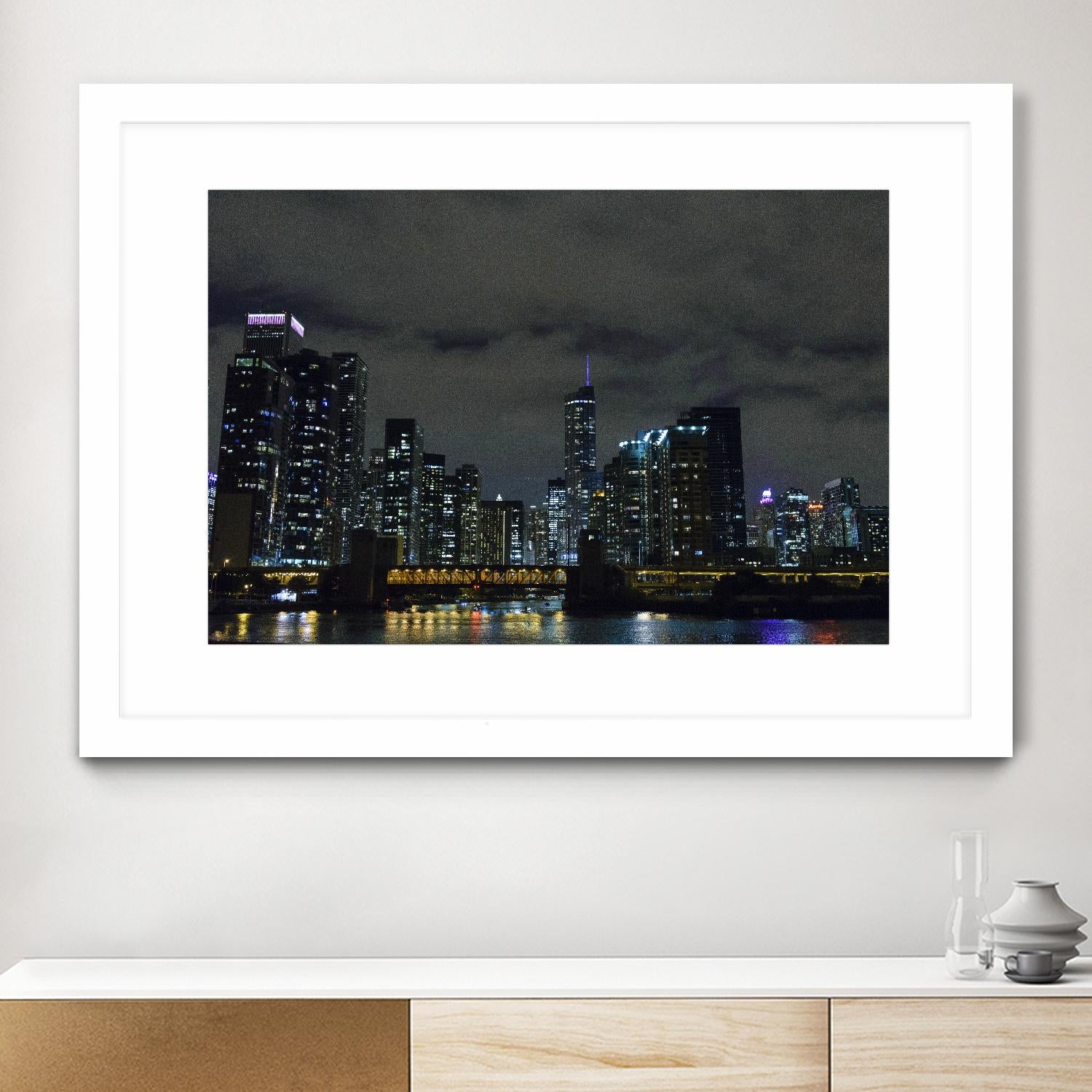 Nightscape by Nancy Crowell on GIANT ART - yellow city scene