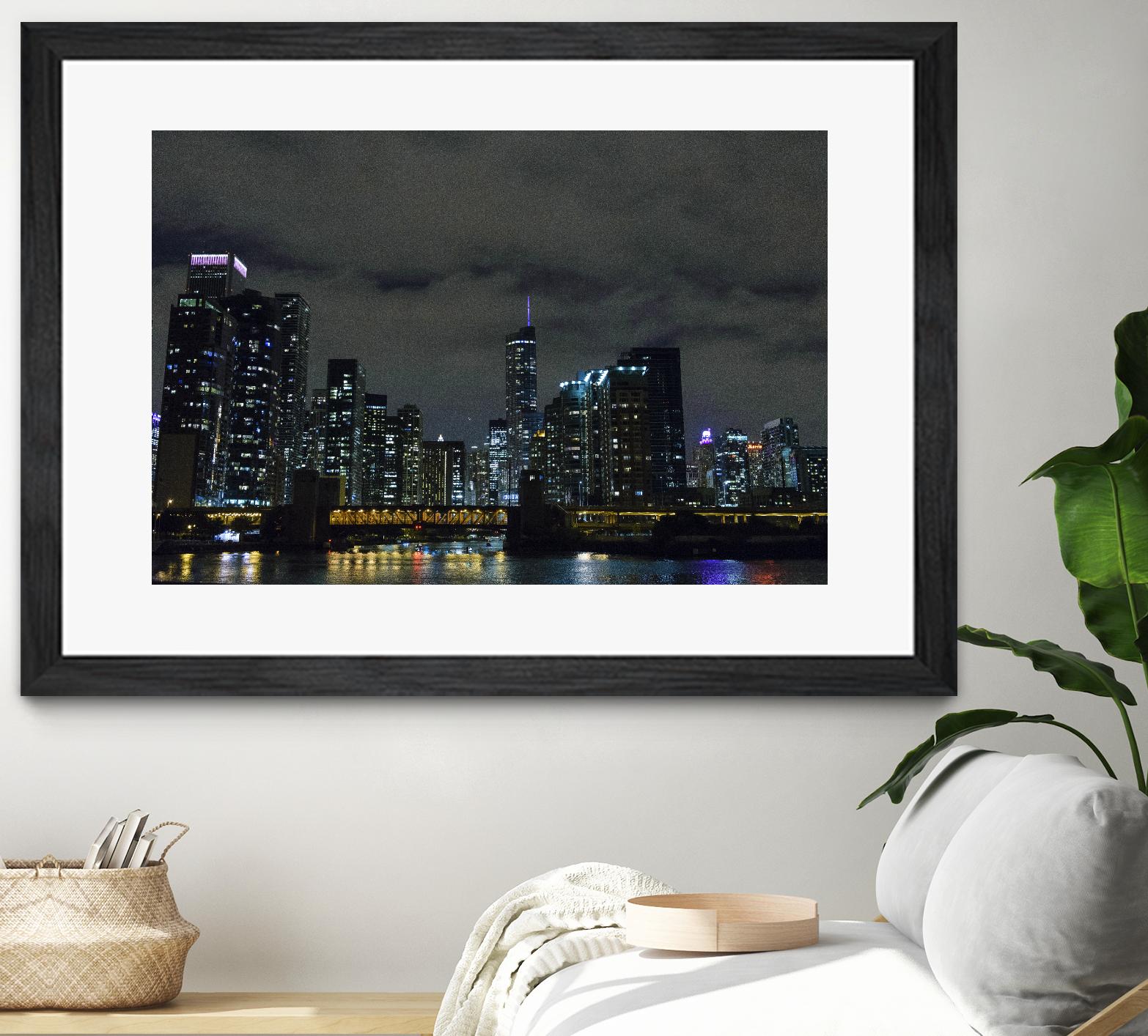 Nightscape by Nancy Crowell on GIANT ART - yellow city scene