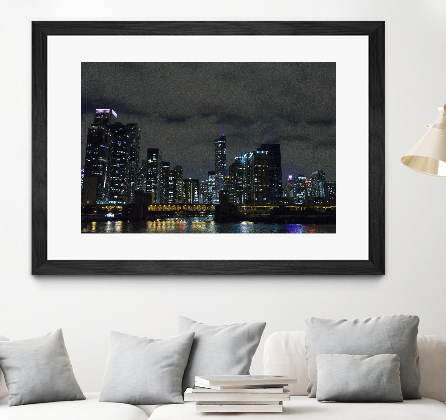 Nightscape by Nancy Crowell on GIANT ART - yellow city scene