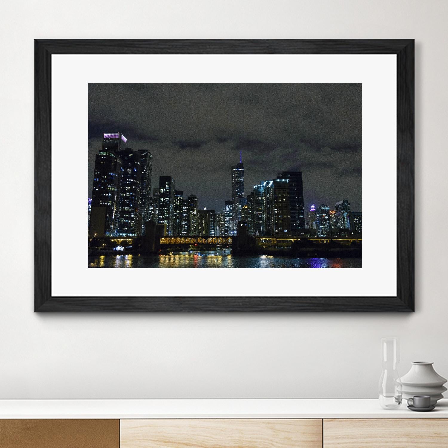 Nightscape by Nancy Crowell on GIANT ART - yellow city scene