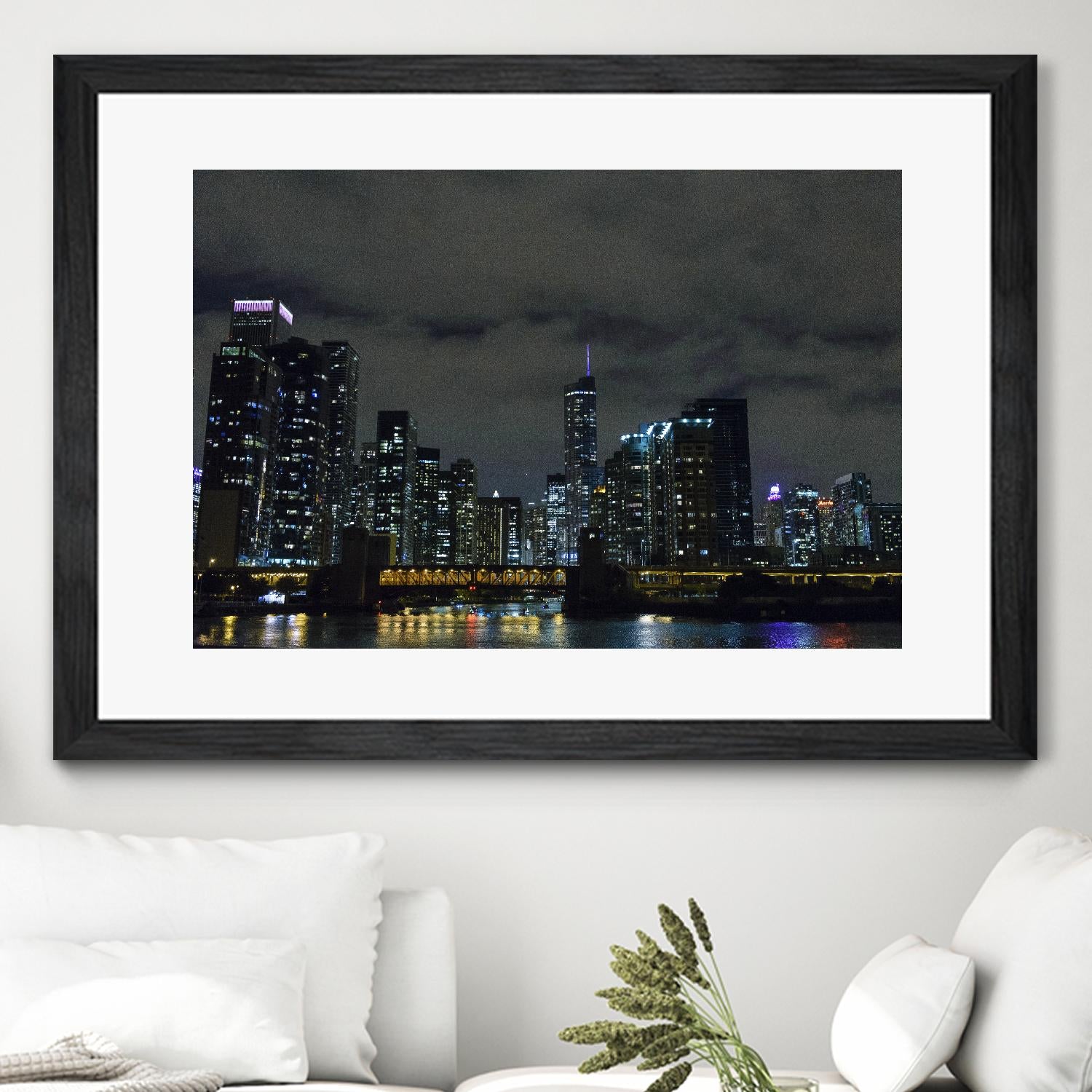 Nightscape by Nancy Crowell on GIANT ART - yellow city scene