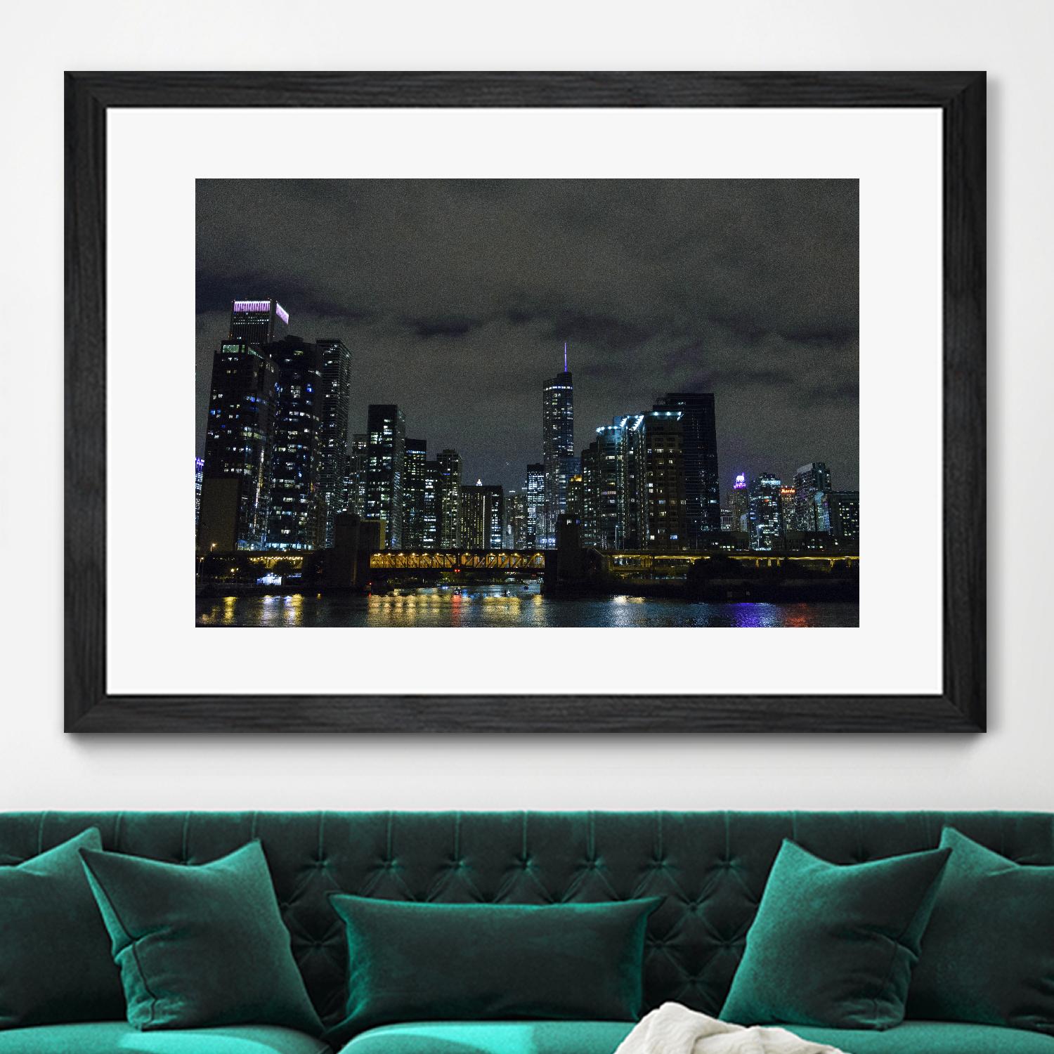 Nightscape by Nancy Crowell on GIANT ART - yellow city scene