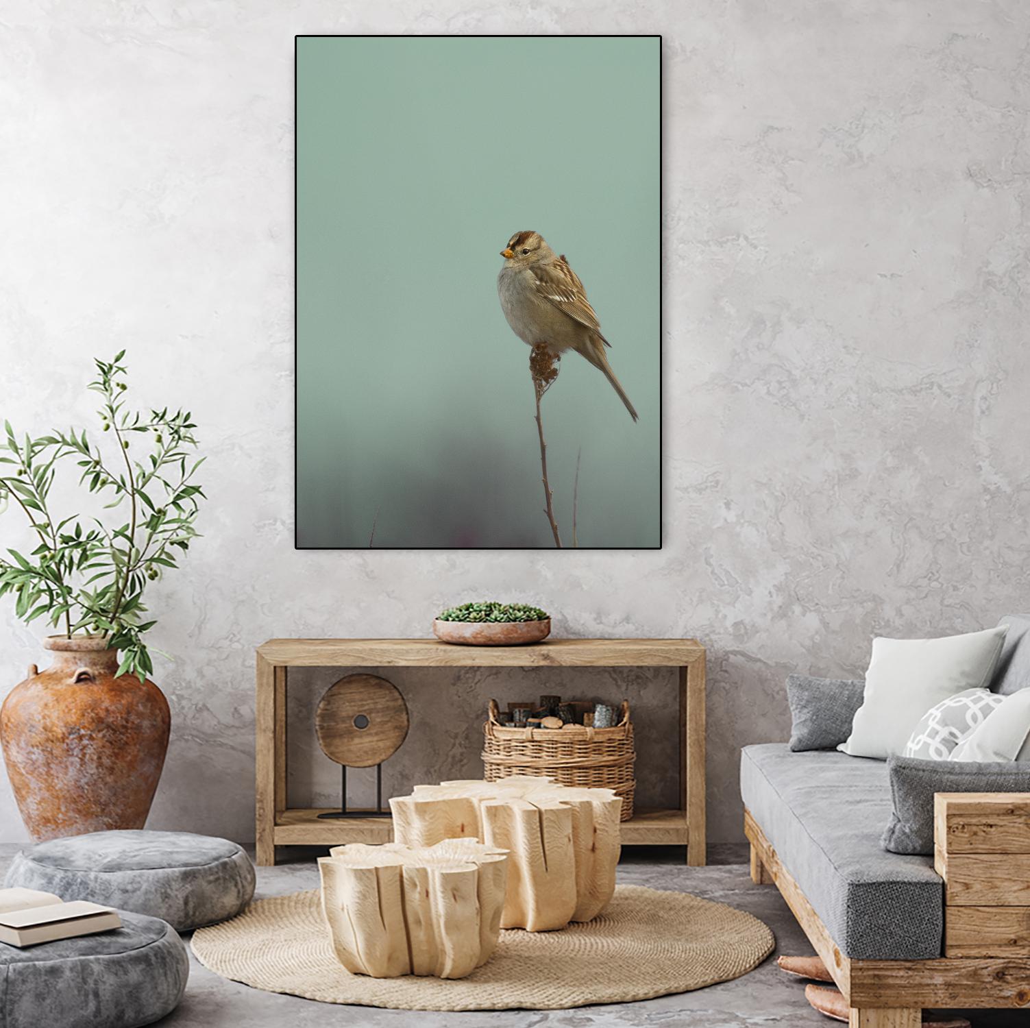 Perch by Nancy Crowell on GIANT ART - greens birds